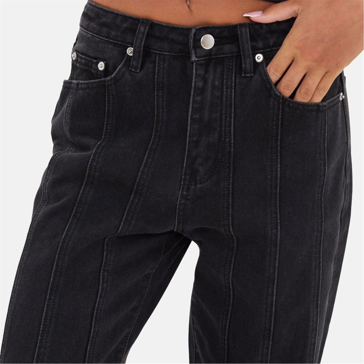 Black - I Saw It First - Seam Detail Straight Leg Jeans - 6