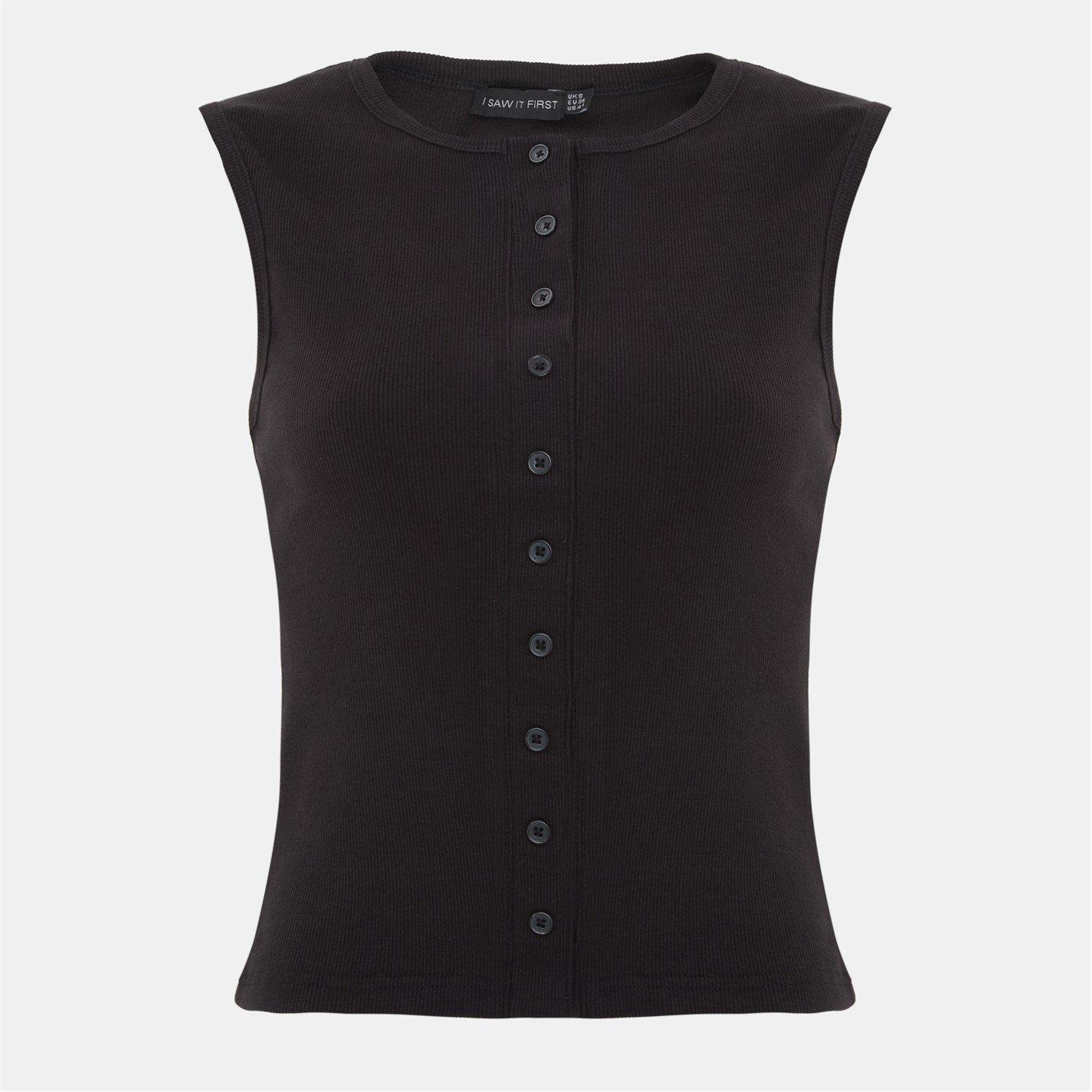 Noir - I Saw It First - Rib Button Top - 2