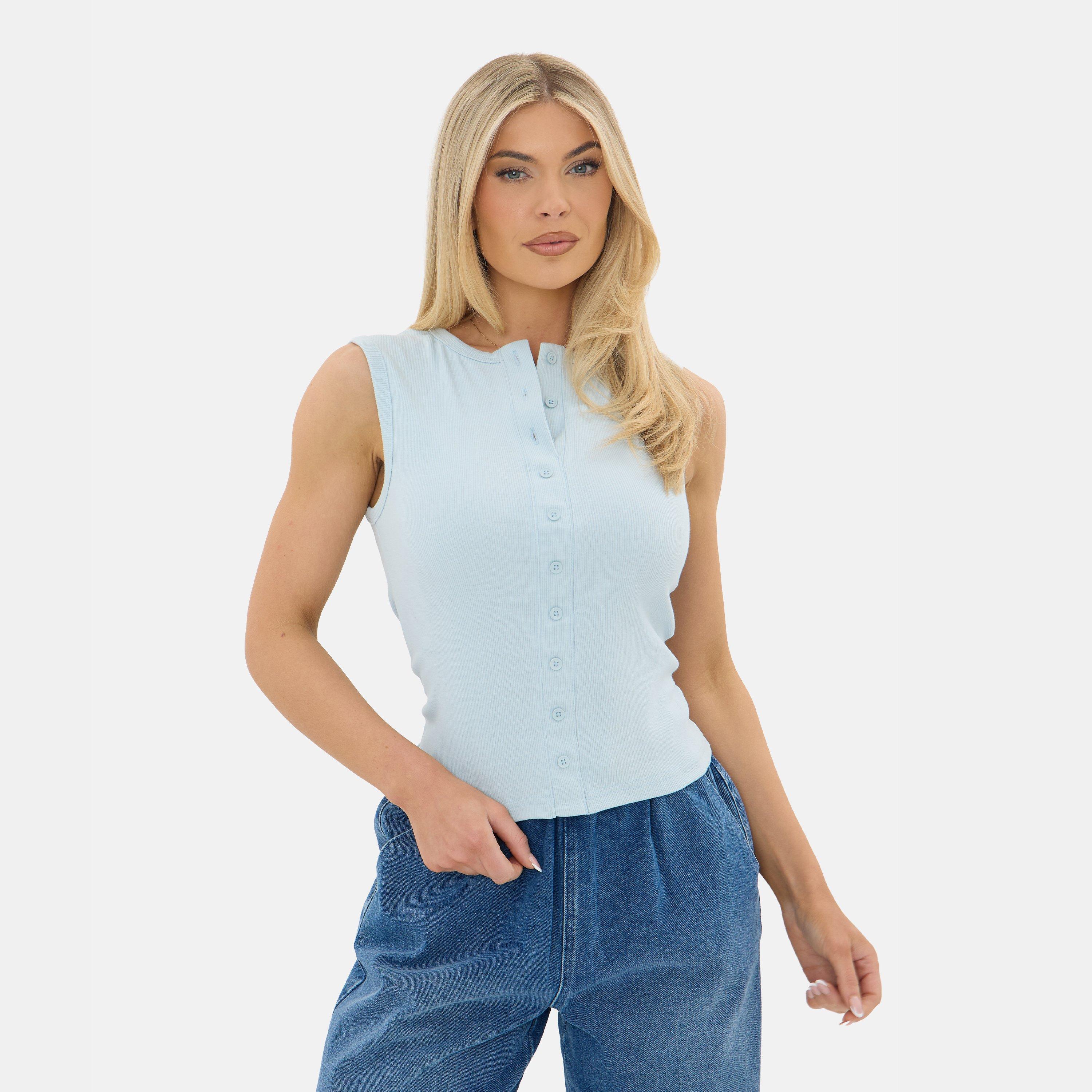 Light Blue - I Saw It First - Rib Button Top - 1