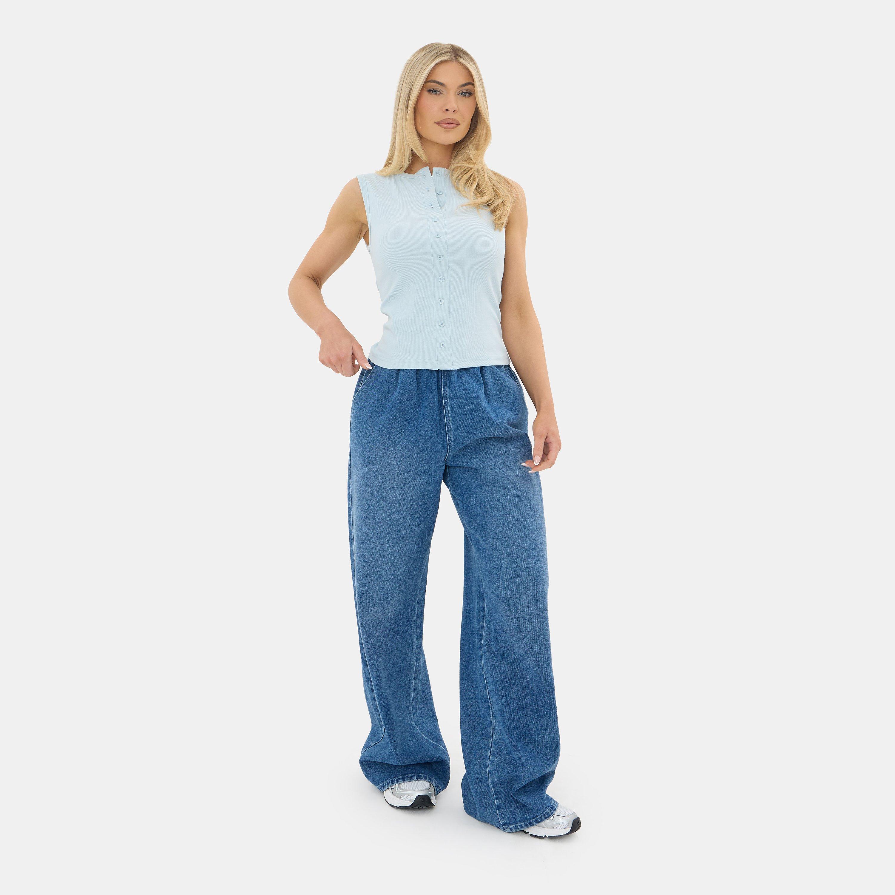 Bleu clair - I Saw It First - Rib Button Top - 3
