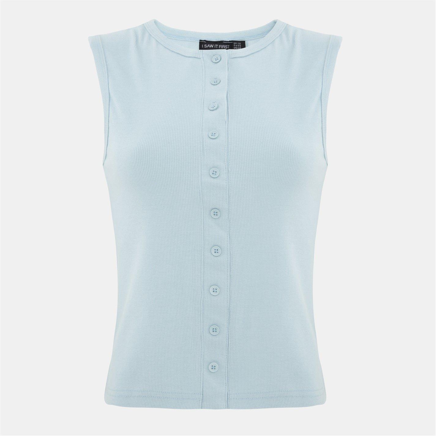Bleu clair - I Saw It First - Rib Button Top - 4
