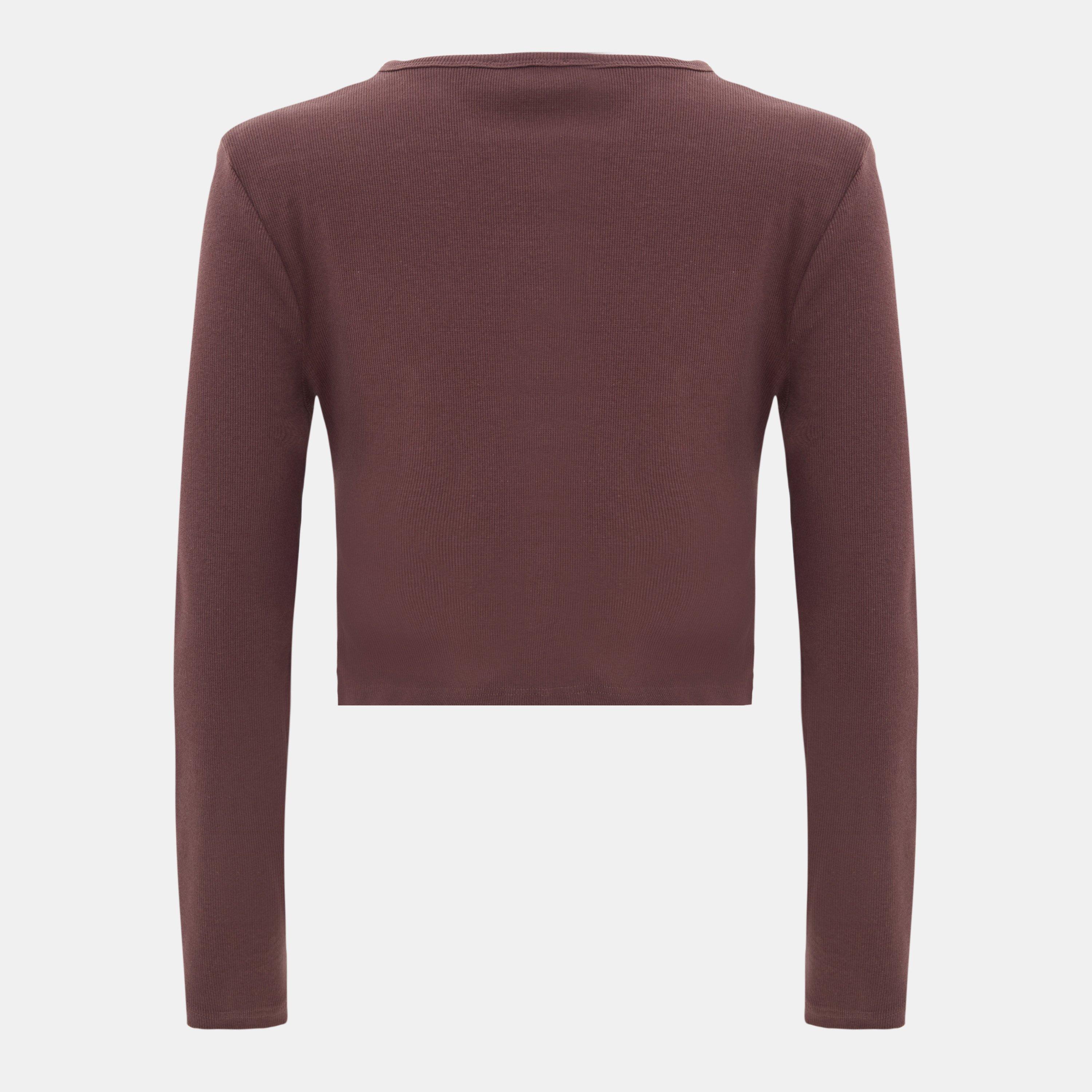 Brown - I Saw It First - Long Sleeve Rib Button Top - 2