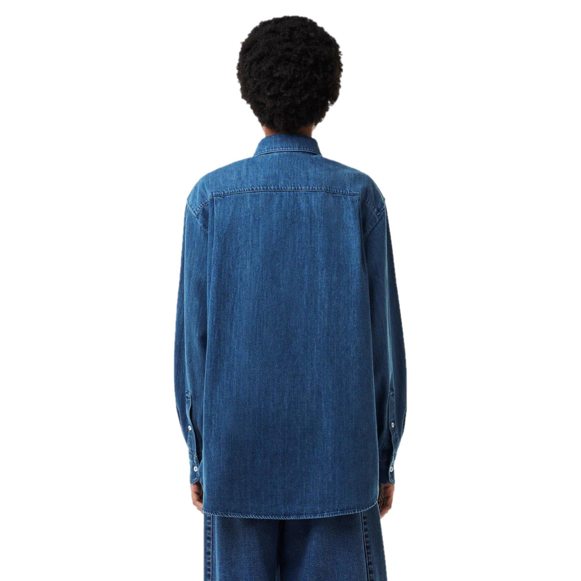 Medium Blue - Lacoste - Women's Long-Sleeve Denim Shirt - 2