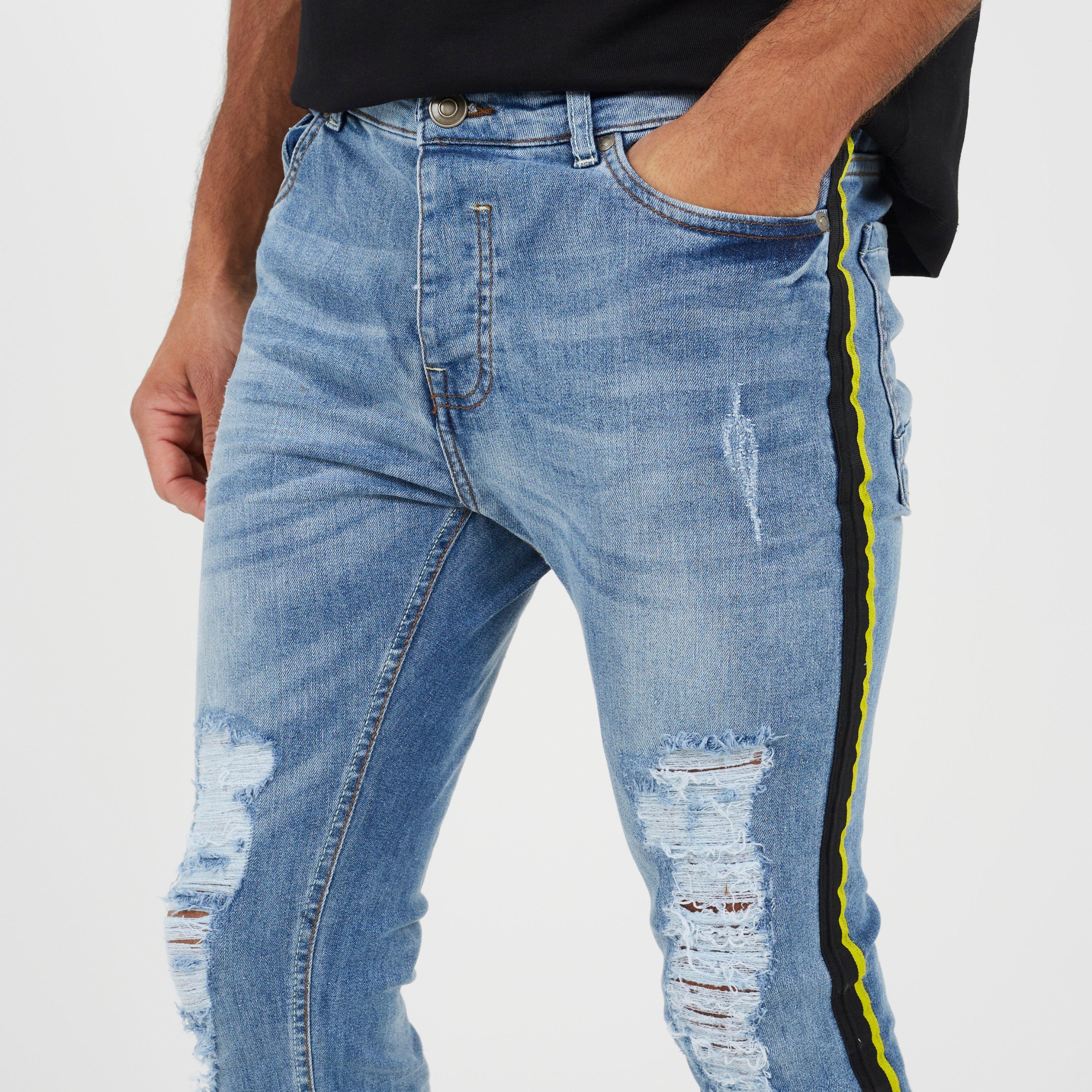 Blue - Brave Soul - Denim Jean with Side Tape Detail - 3