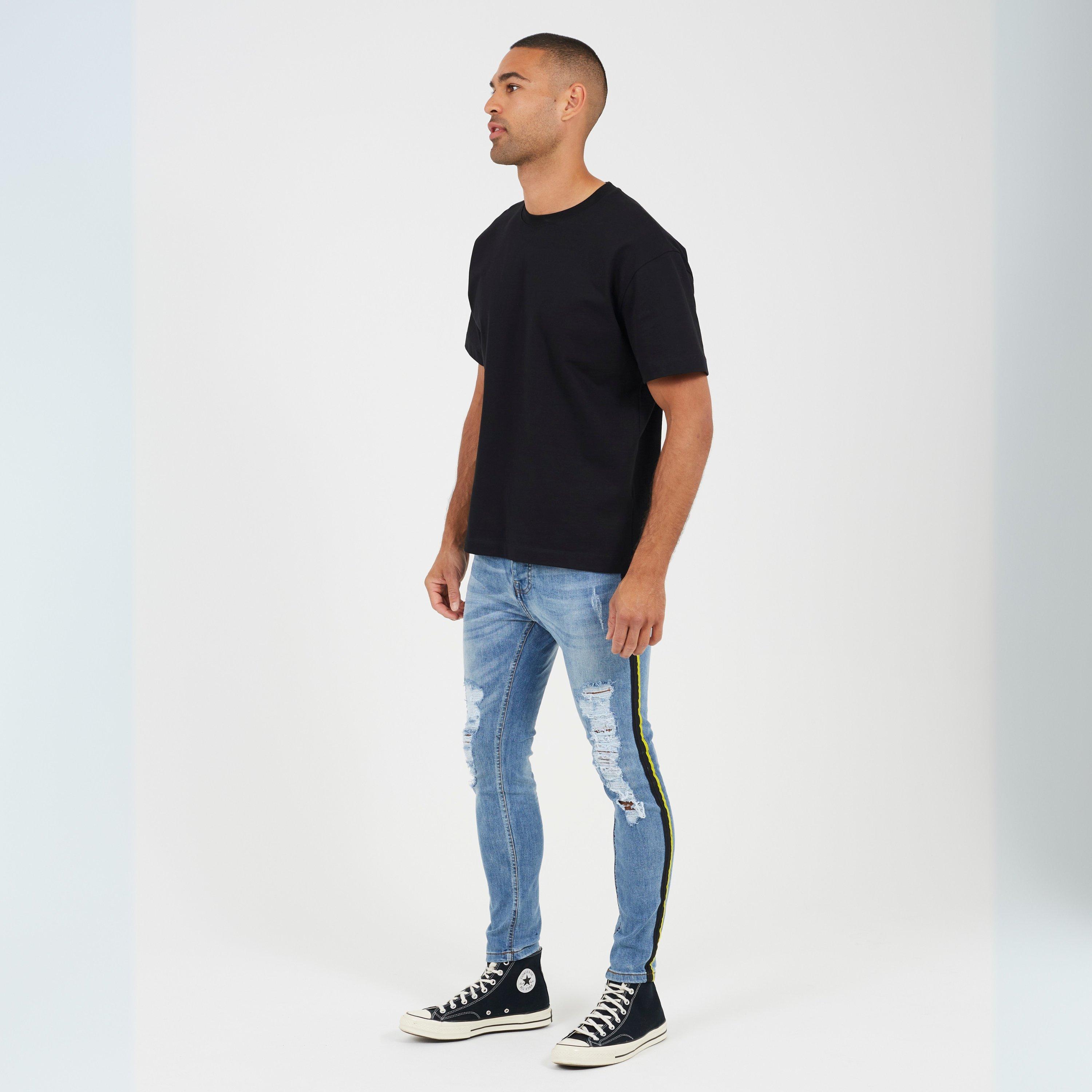 Blue - Brave Soul - Denim Jean with Side Tape Detail - 4