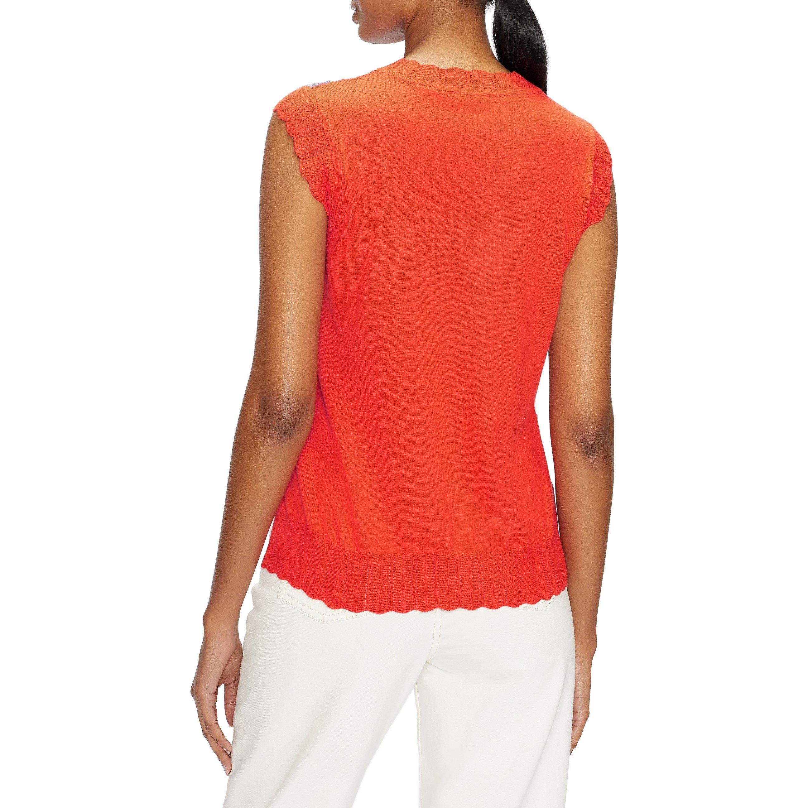 Brt-Orange - Ted Baker - Women's Floral Knitted Tank Vest - 3