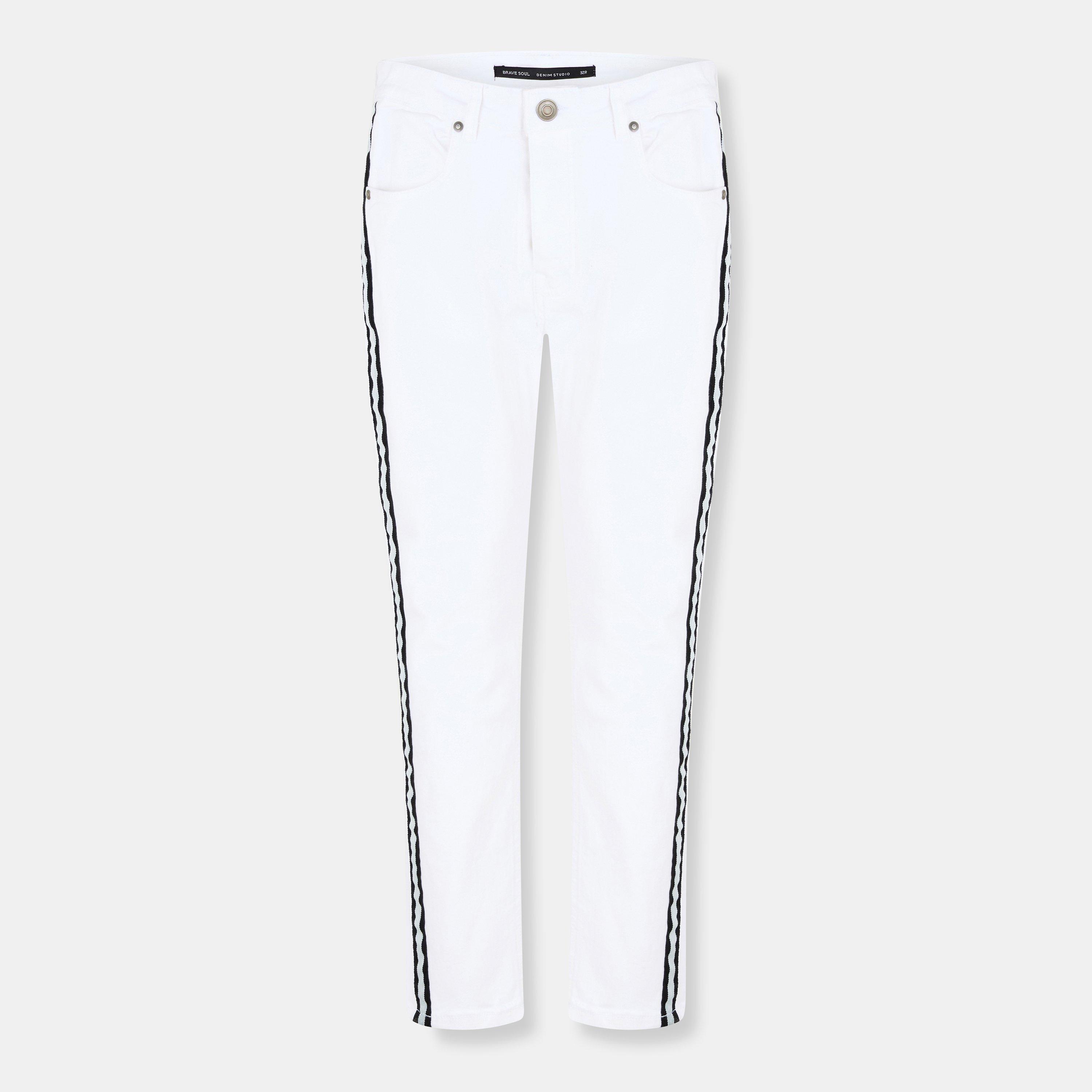 Mens Skinny Fit Jeans with Contrast Side Seam Tape Detail