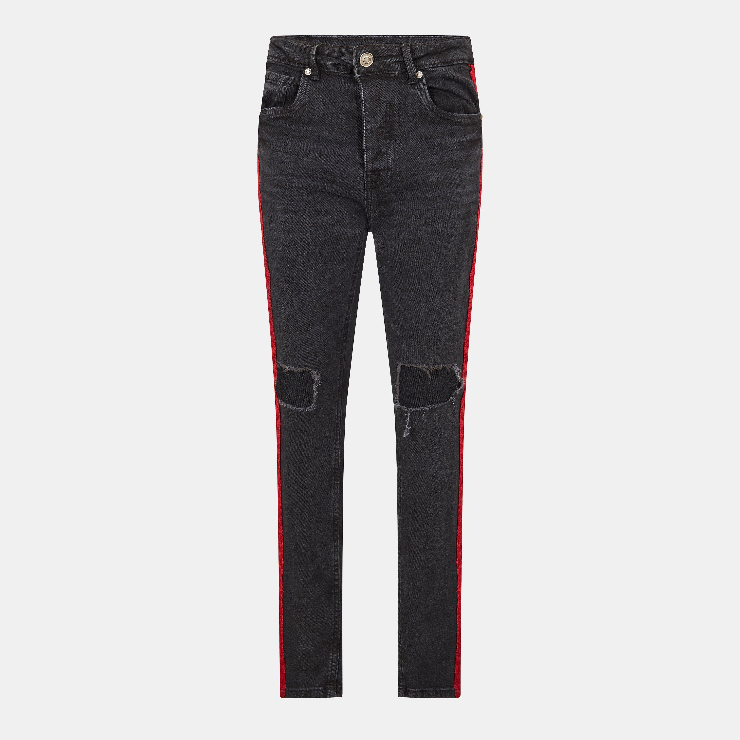 Mens Skinny Fit Jeans with Contrast Side Seam Tape Detail