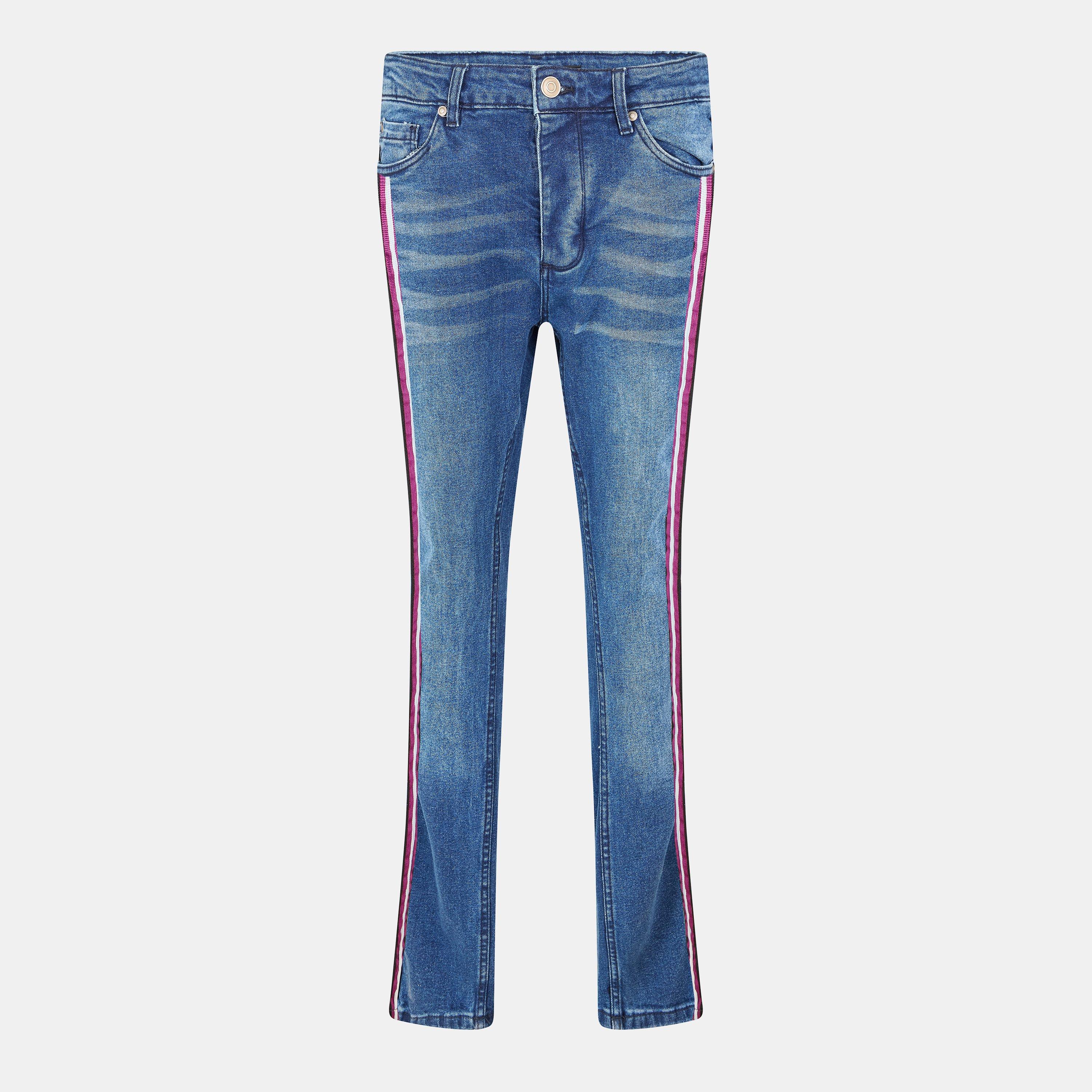 Light Blue Wash - Brave Soul - Mens Skinny Fit Jeans with Contrast Side Seam Tape Detail - 1