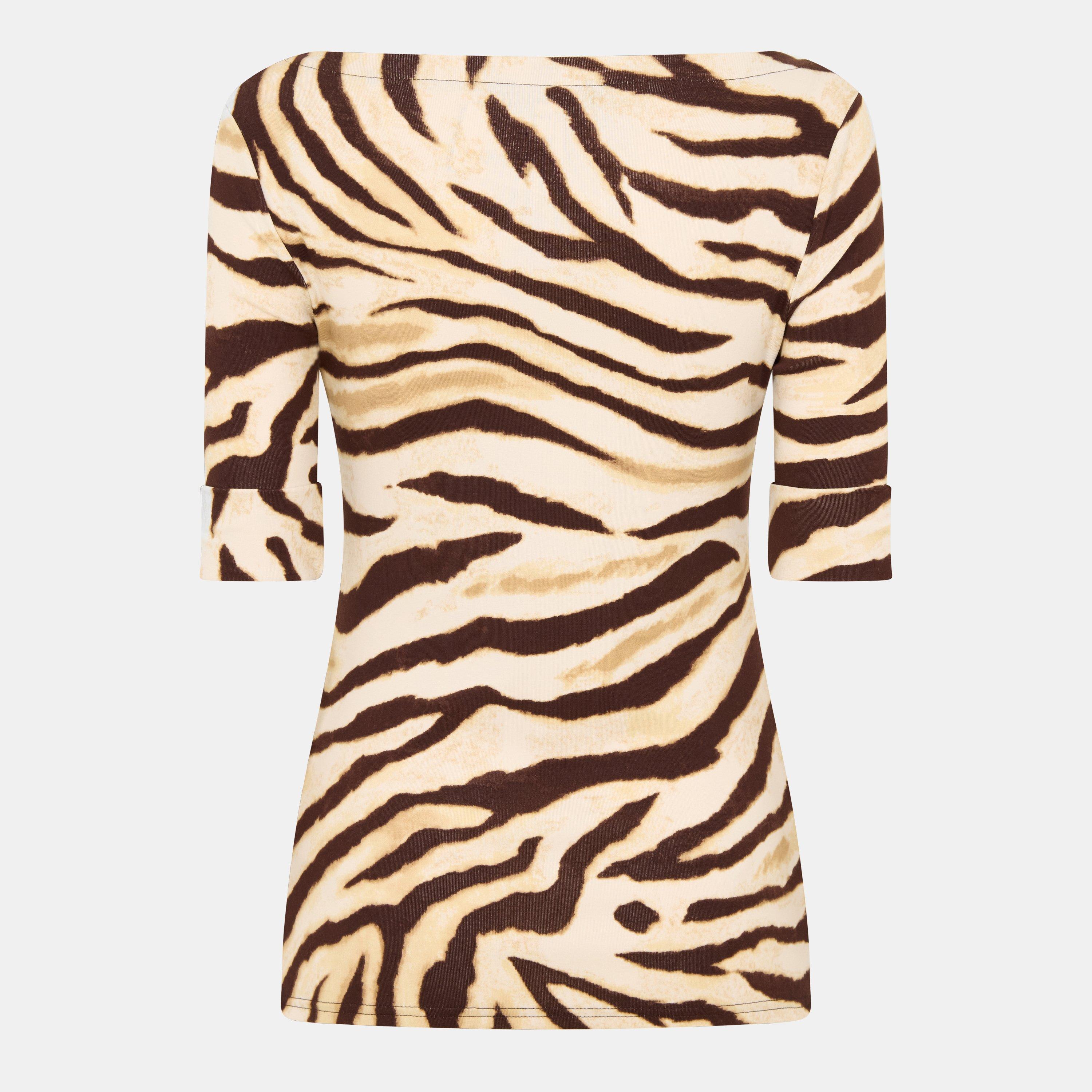 Cream/Brown - Lauren by Ralph Lauren - Women's Judy Long-Sleeve T-Shirt - 2