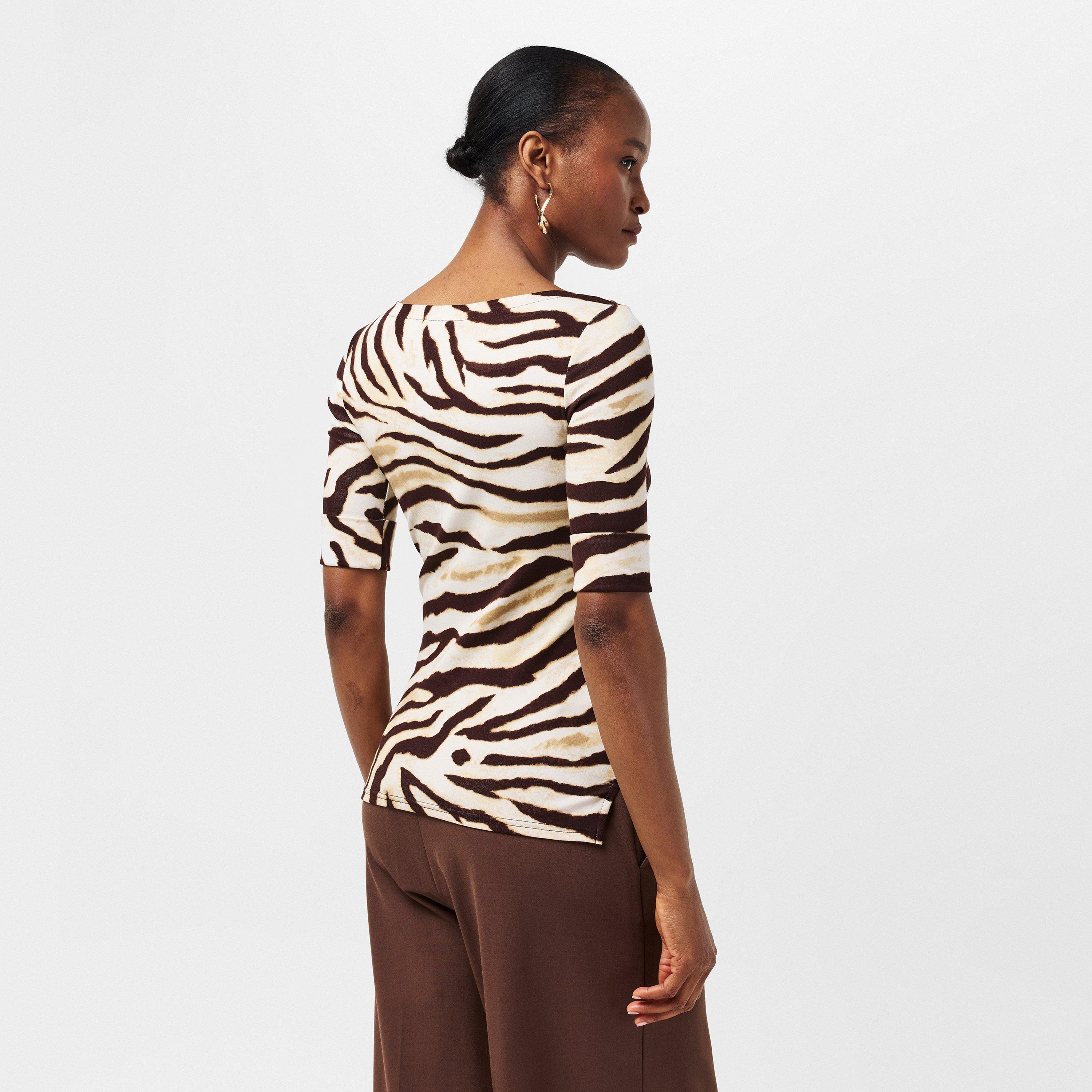 Cream/Brown - Lauren by Ralph Lauren - Women's Judy Long-Sleeve T-Shirt - 4