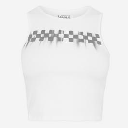 Vans Check Wash Fitted Crop Tank White Vest Womens