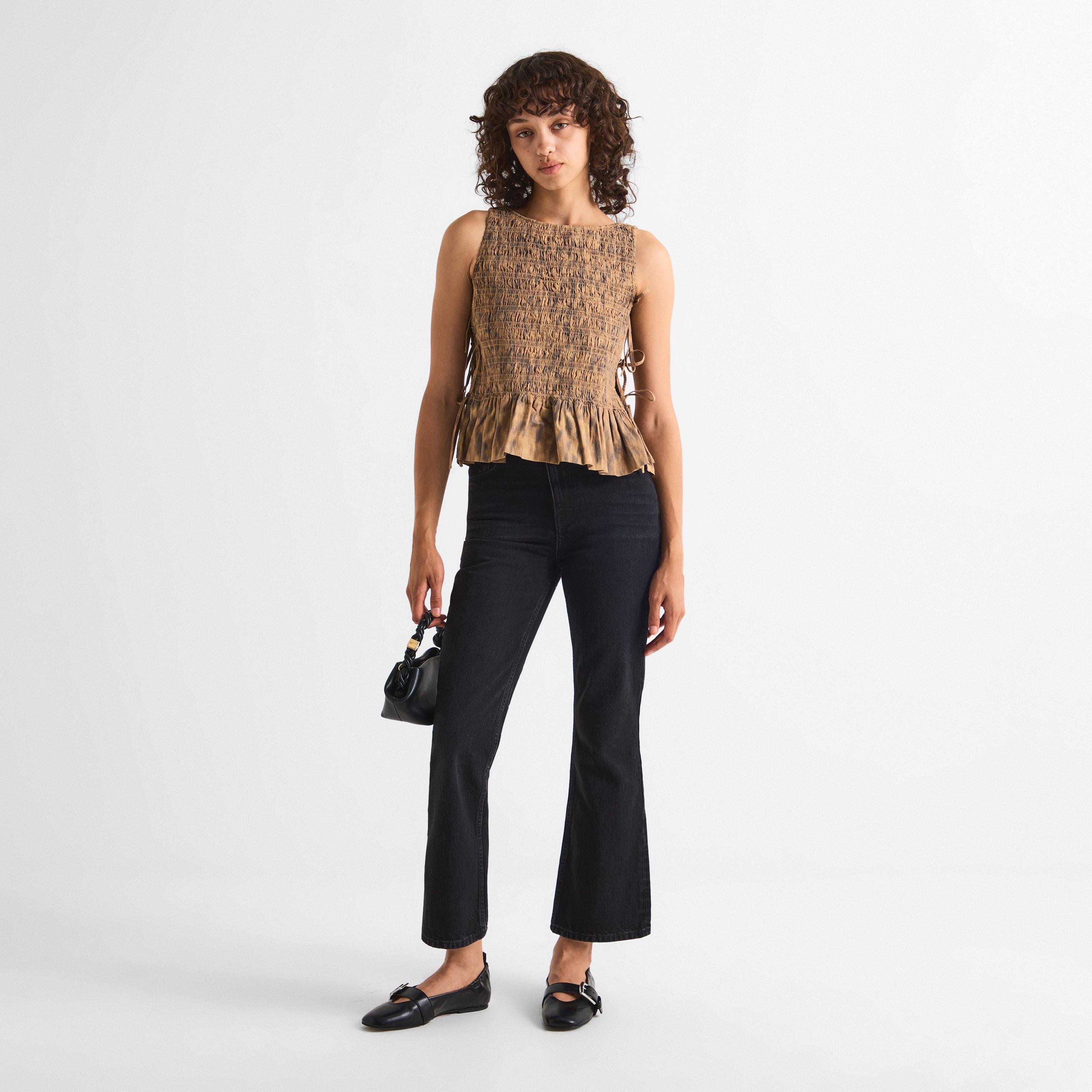 Blue - Ganni - Women's Betzy Cropped Straight Leg Jeans - 6