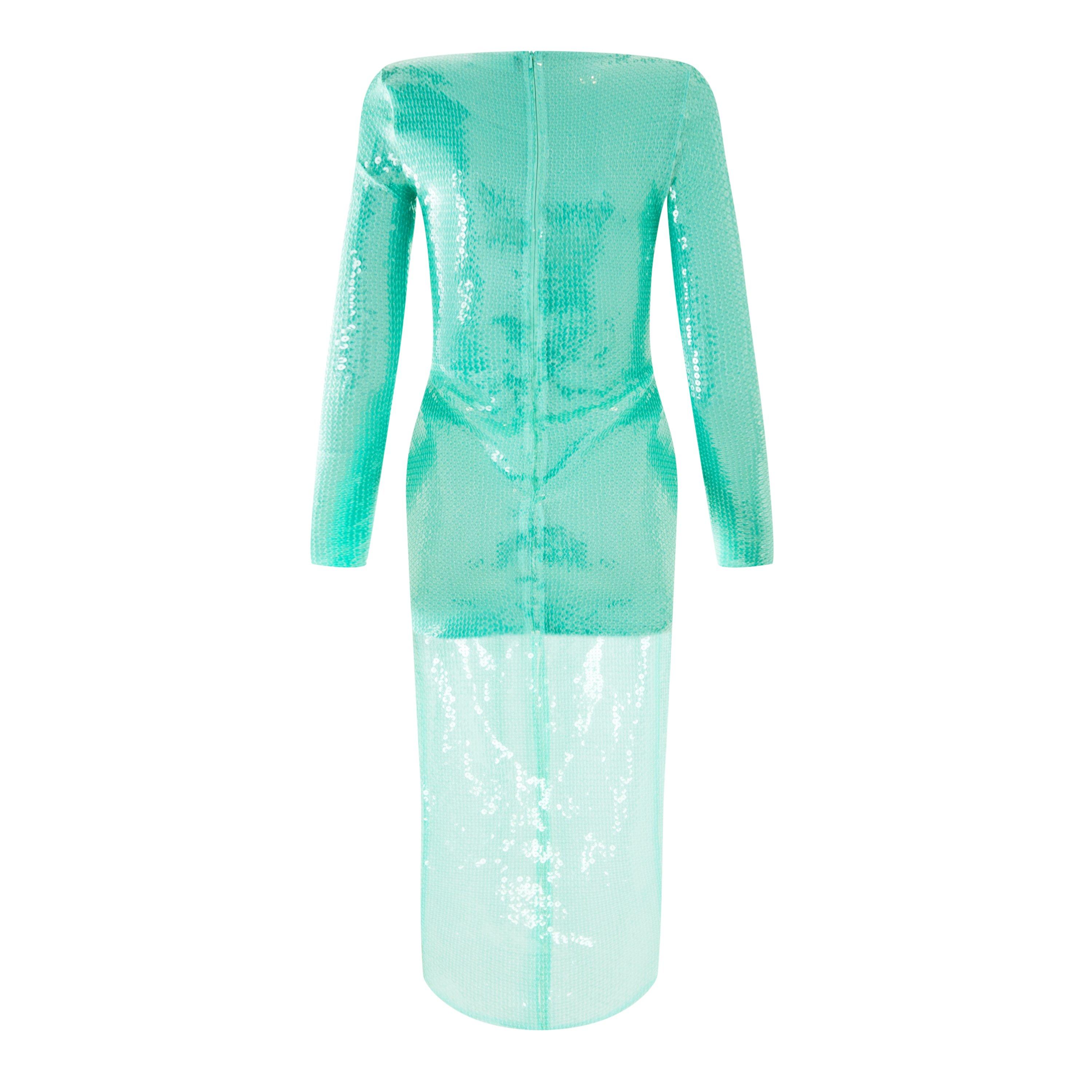 Aqua - David Koma - Logo Buckle Sequin Midi Dress - 5