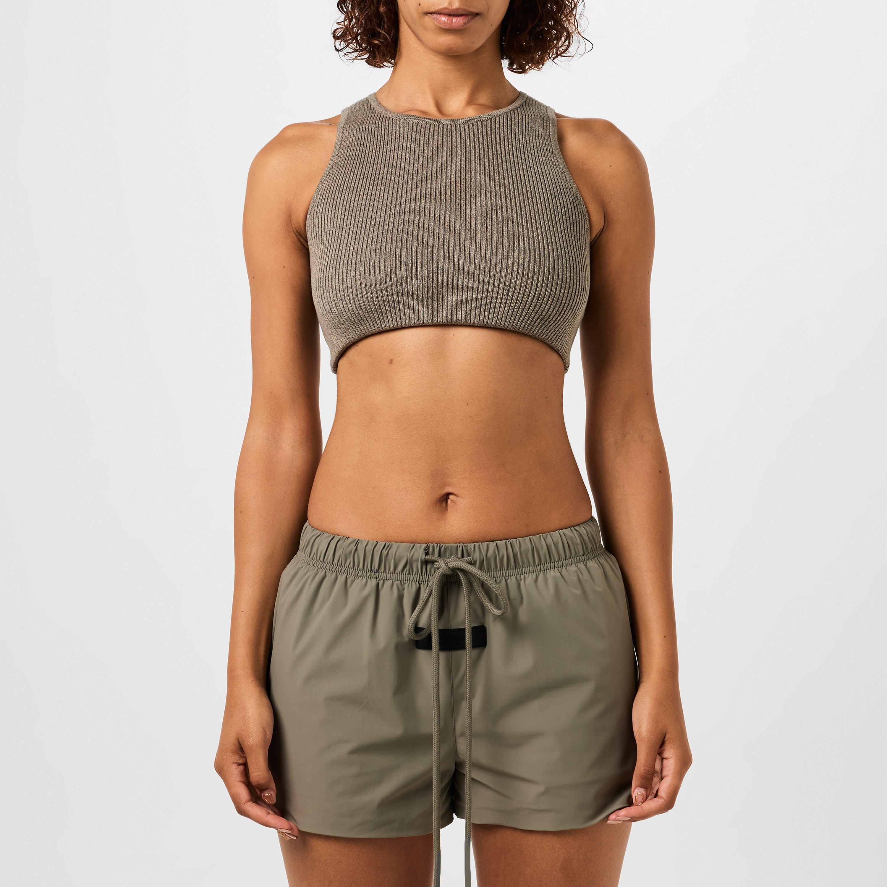 Heather Grey - Fear Of God Essentials - Logo Patch Ribbed Crop Top - 1