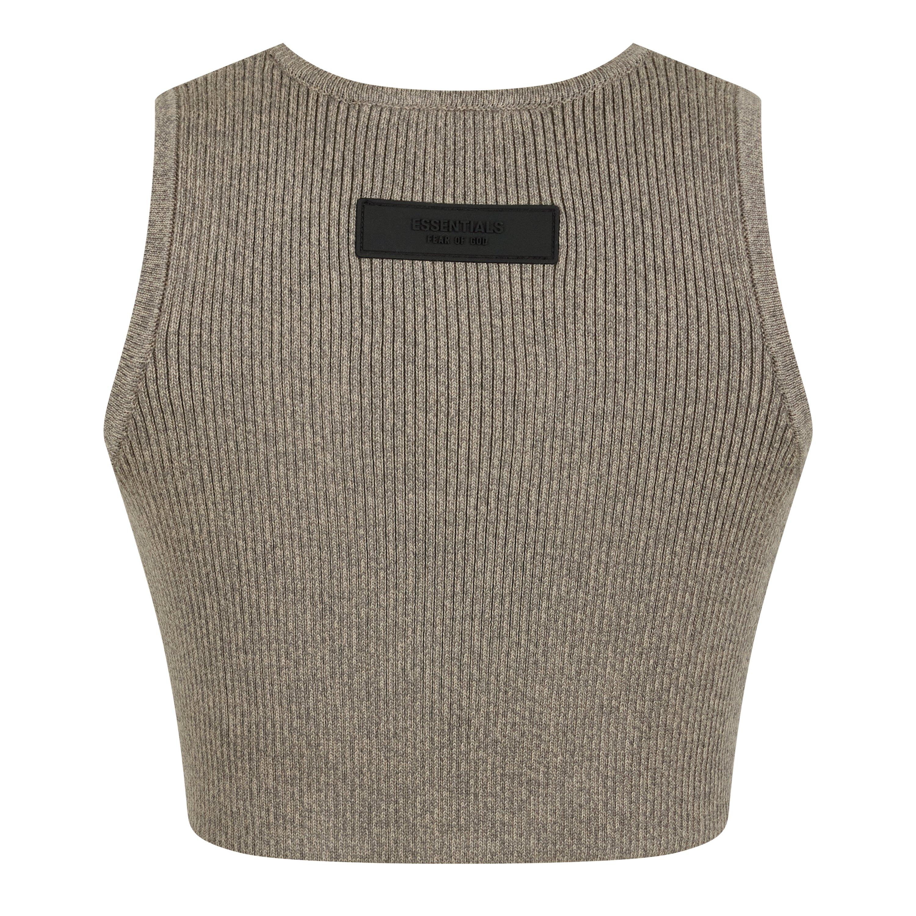 Heather Grey - Fear Of God Essentials - Logo Patch Ribbed Crop Top - 6