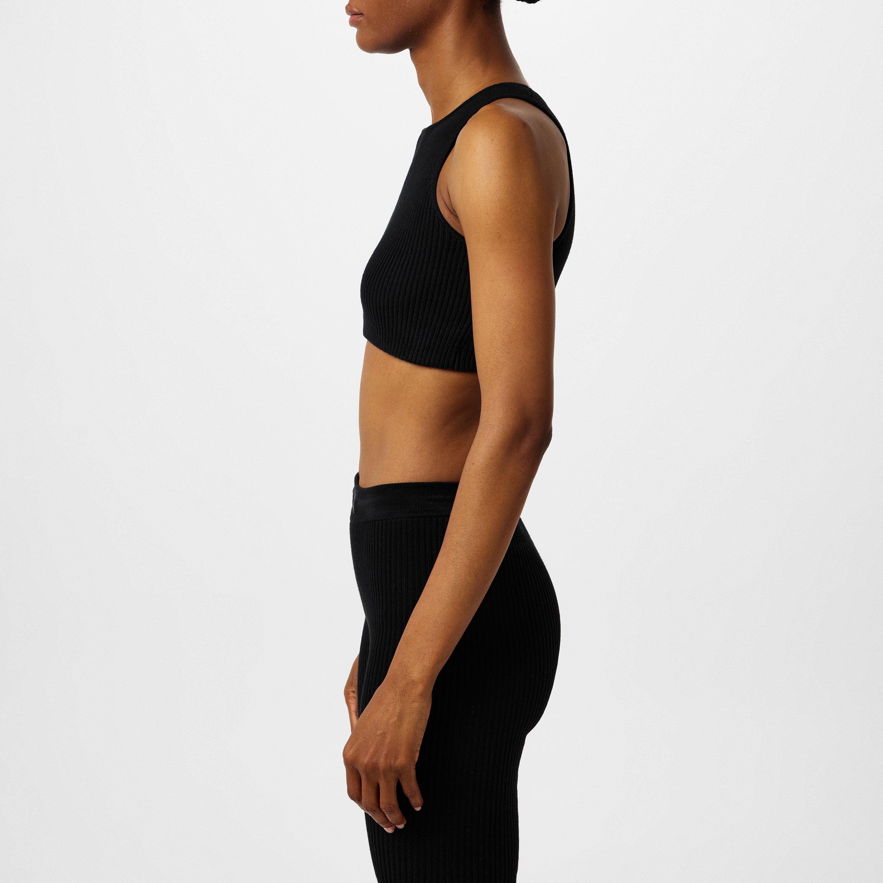 Black - Fear Of God Essentials - Logo Patch Ribbed Crop Top - 2