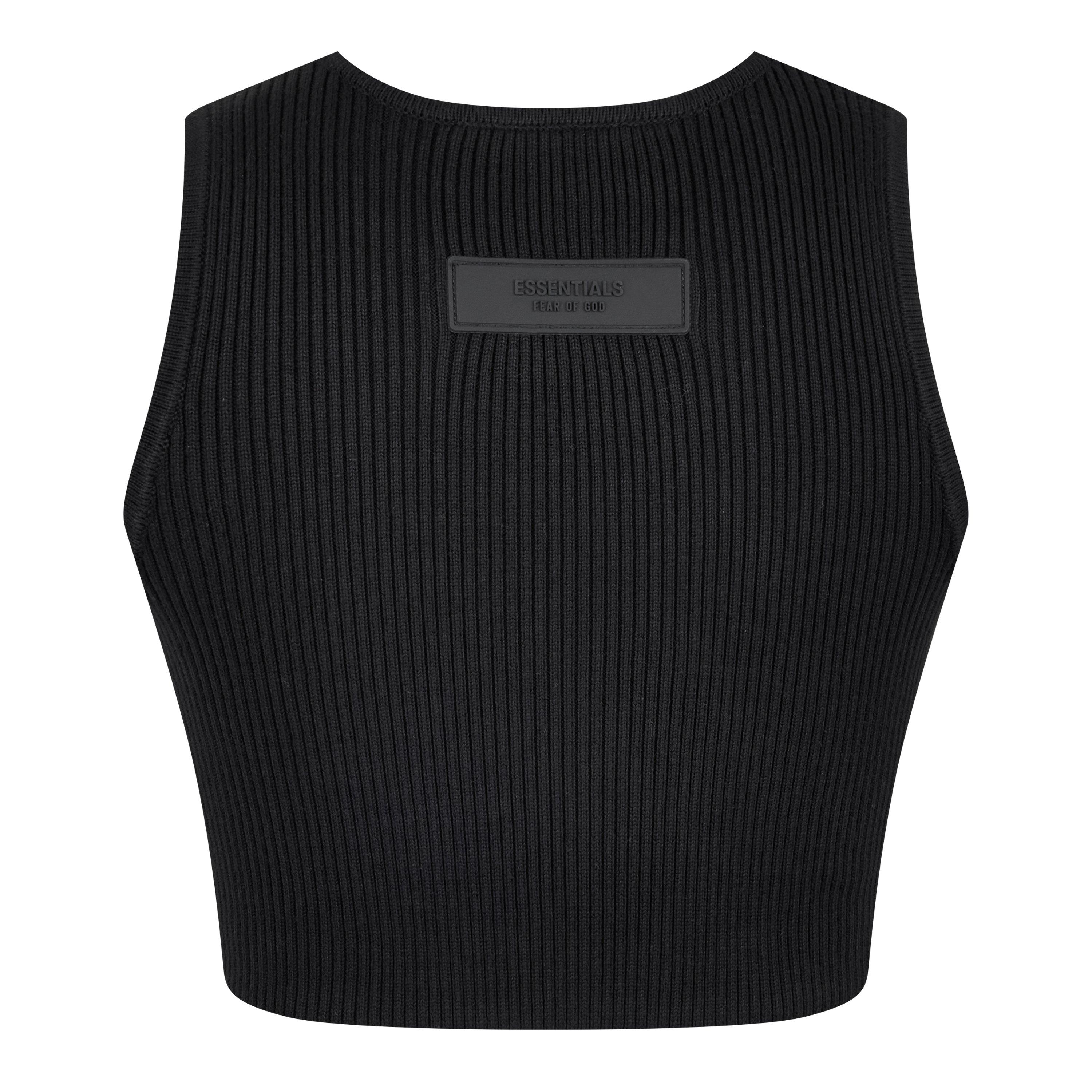 Black - Fear Of God Essentials - Logo Patch Ribbed Crop Top - 6