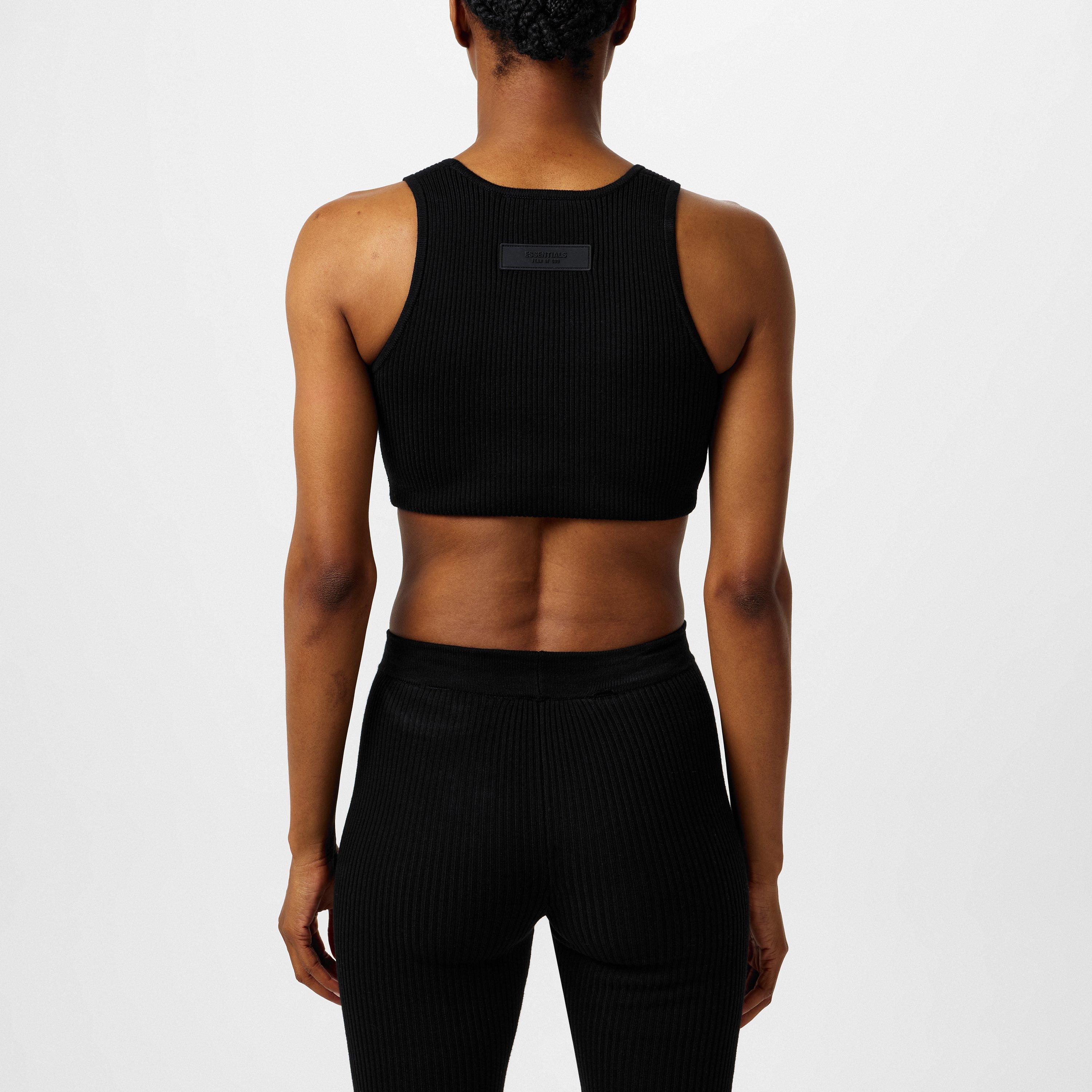 Black - Fear Of God Essentials - Logo Patch Ribbed Crop Top - 3