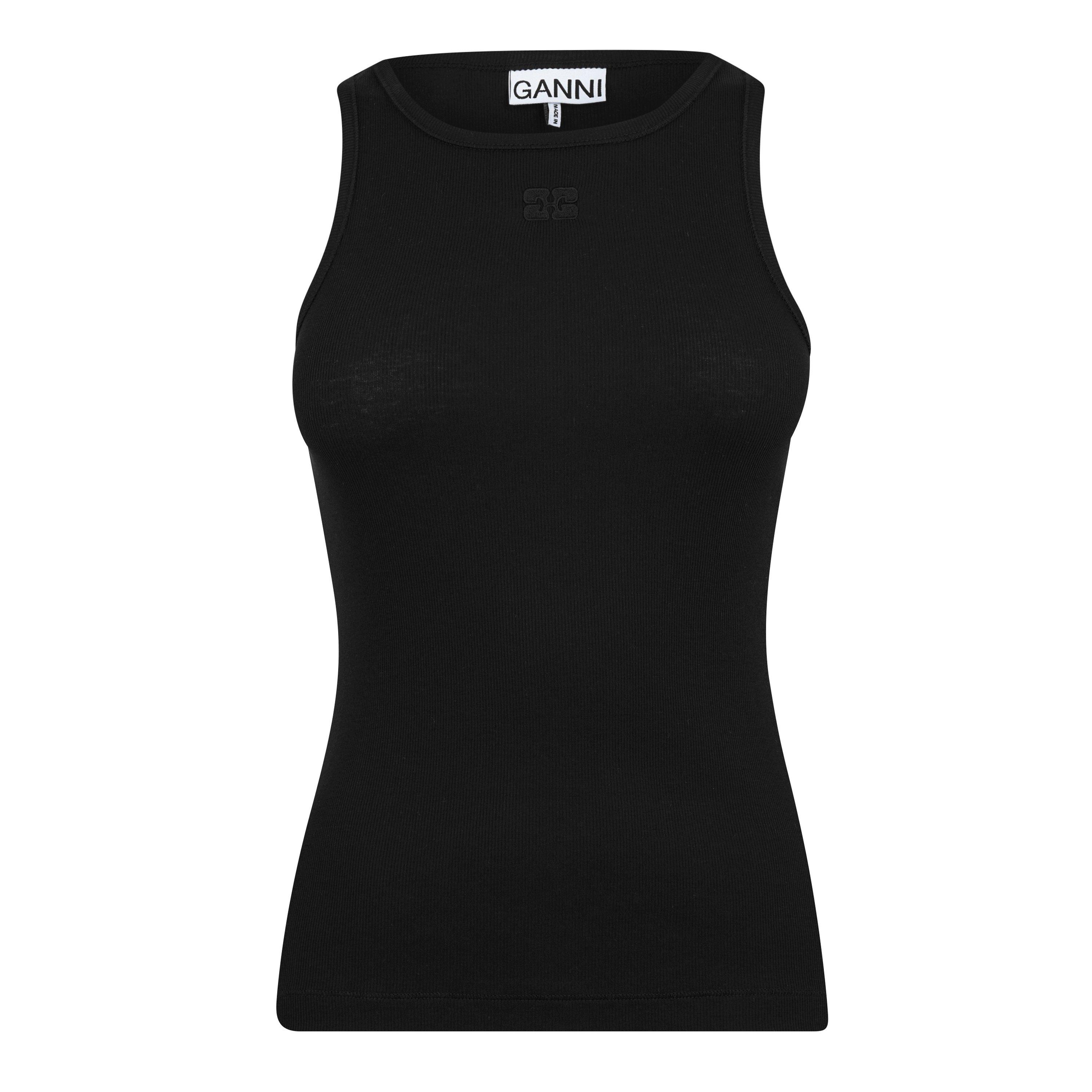 Black - Ganni - Logo Tank Top - 4