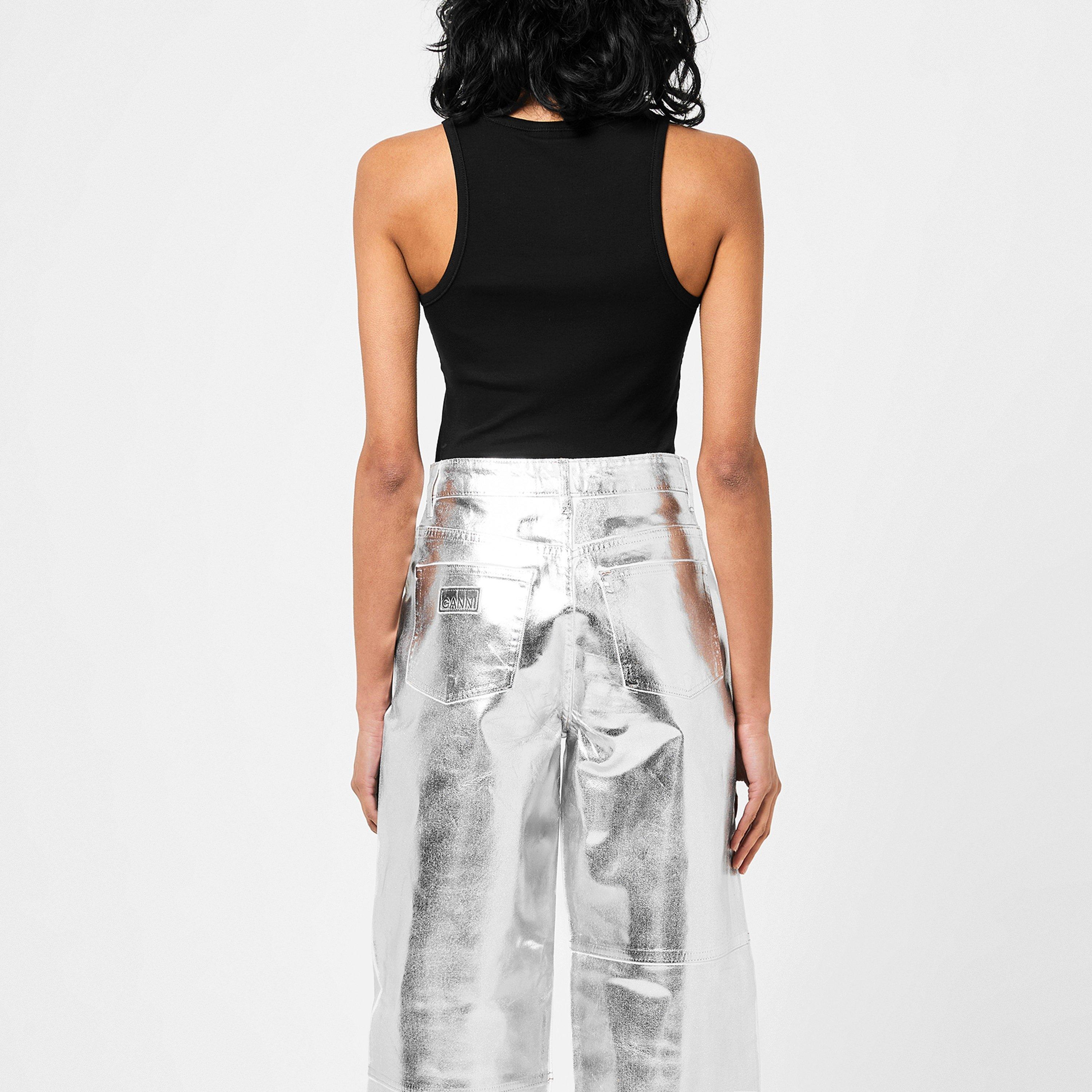 Black - Ganni - Logo Tank Top - 3