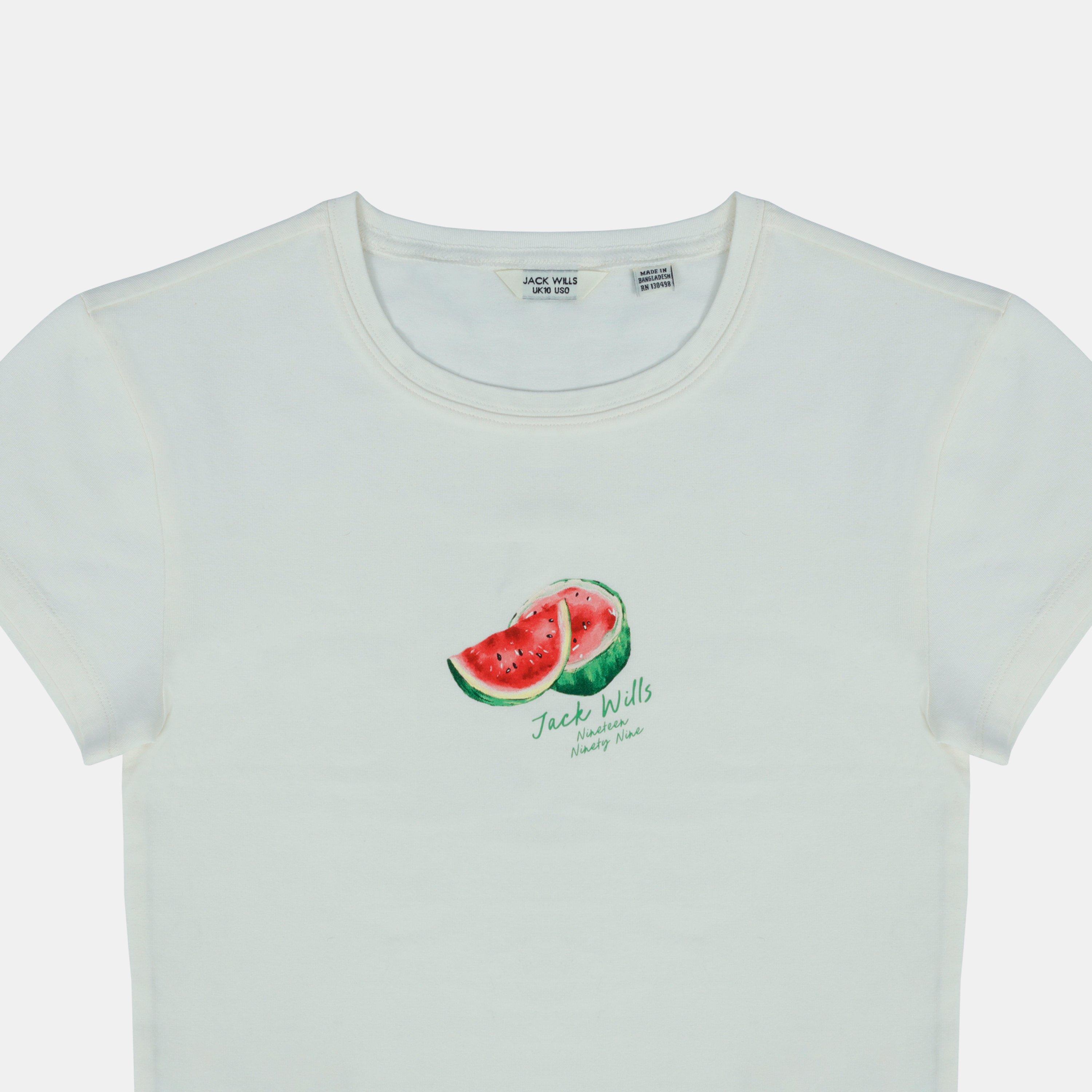 Melancia - Jack Wills - Women's Graphic Cotton Short Sleeve Crew Neck Print Crop Top - 4