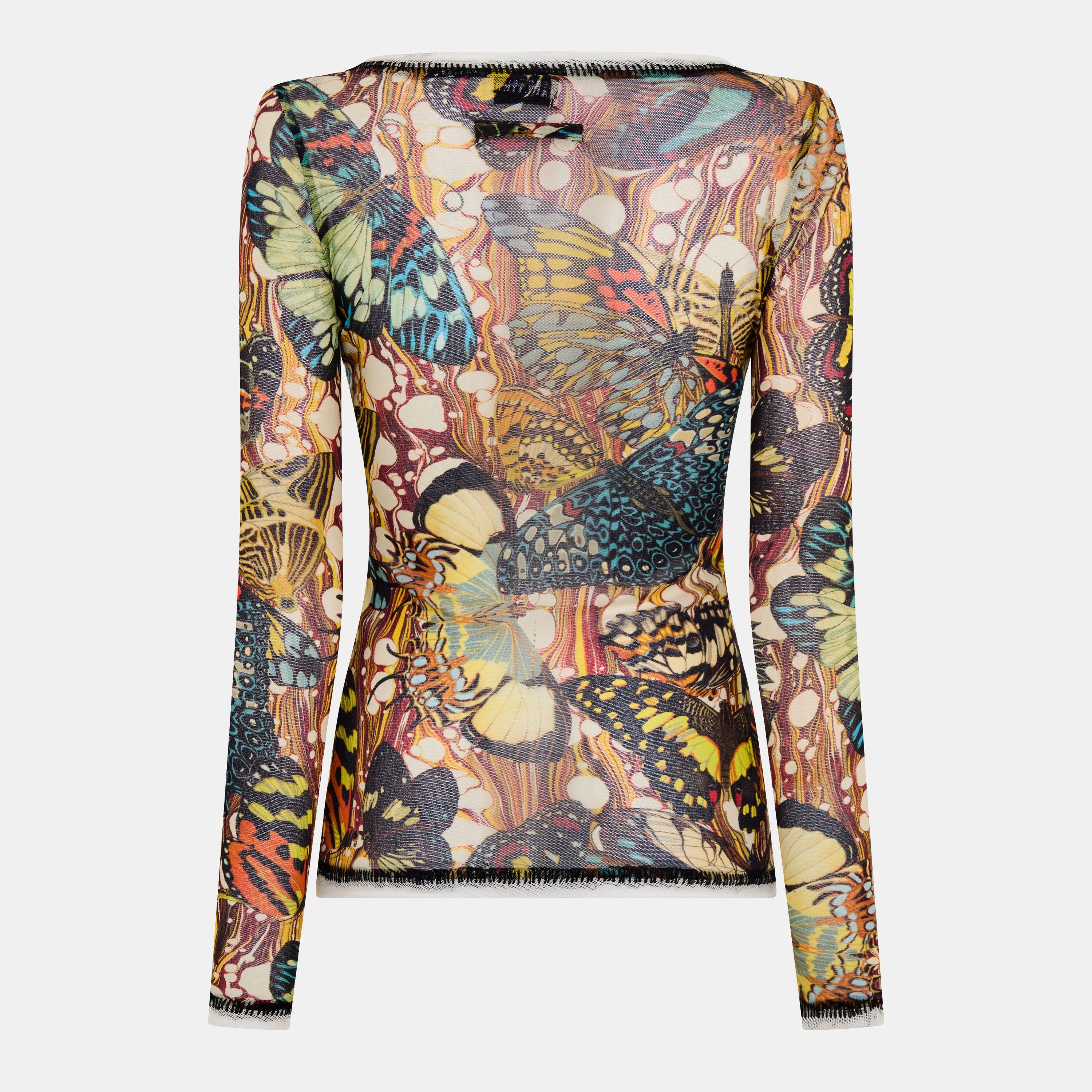 Yellow/Multi - Jean Paul Gaultier - Women's Papillon Long Sleeve T-Shirt - 2