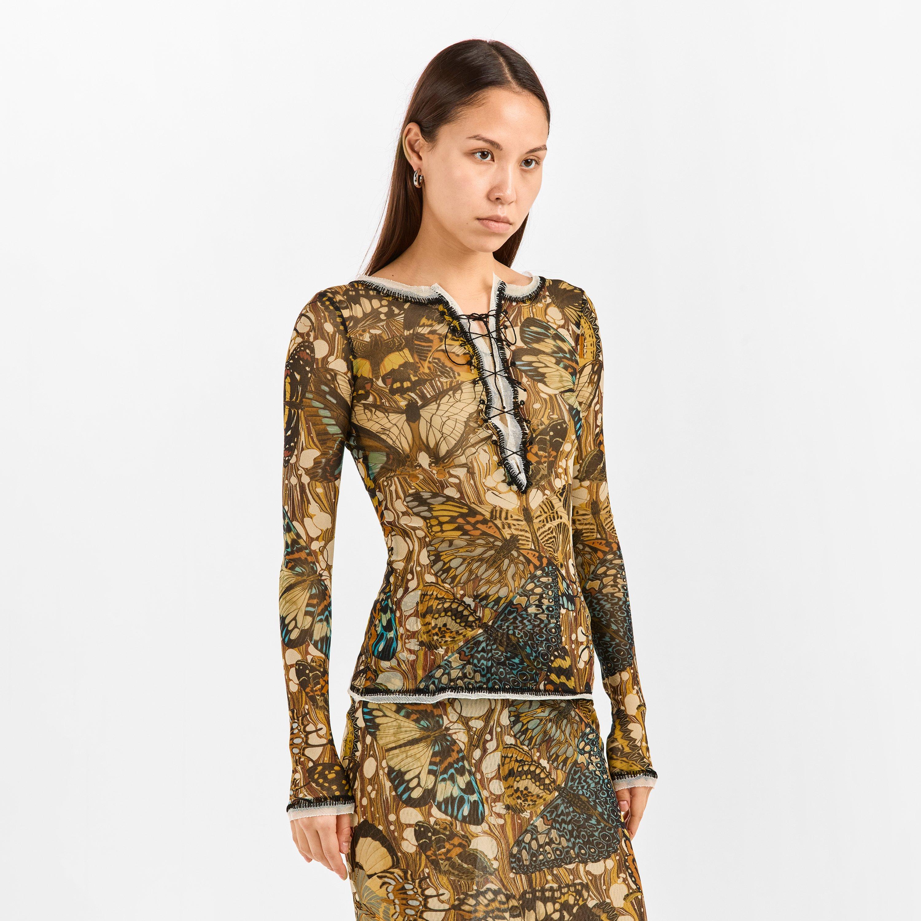 Yellow/Multi - Jean Paul Gaultier - Women's Papillon Long Sleeve T-Shirt - 3