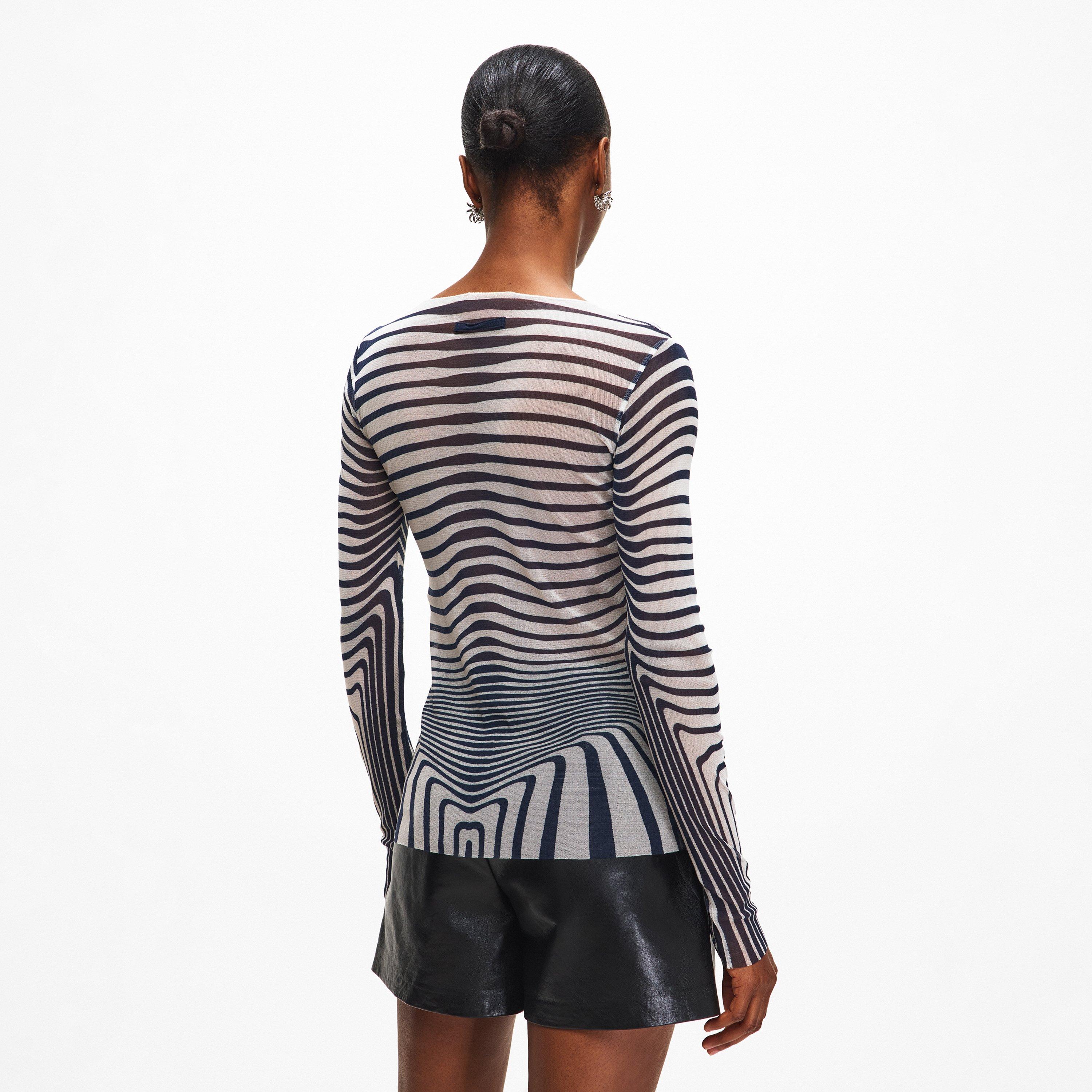 Ecru/Navy - Jean Paul Gaultier - Women's Morph Long Sleeve T-Shirt - 4