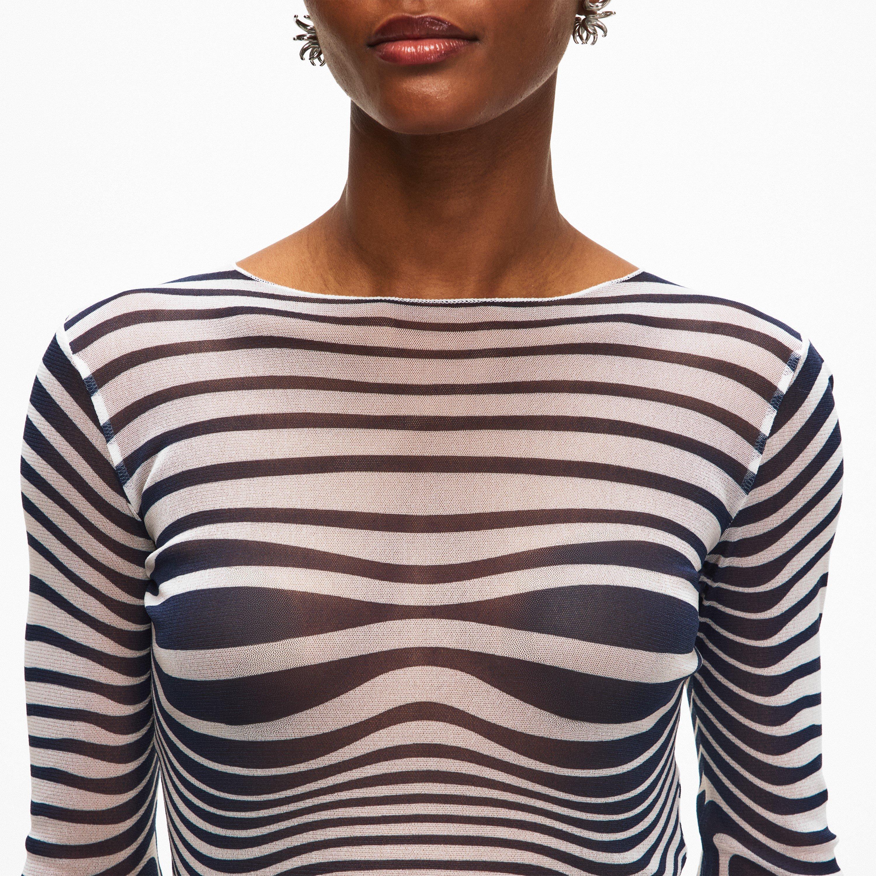 Ecru/Navy - Jean Paul Gaultier - Women's Morph Long Sleeve T-Shirt - 5