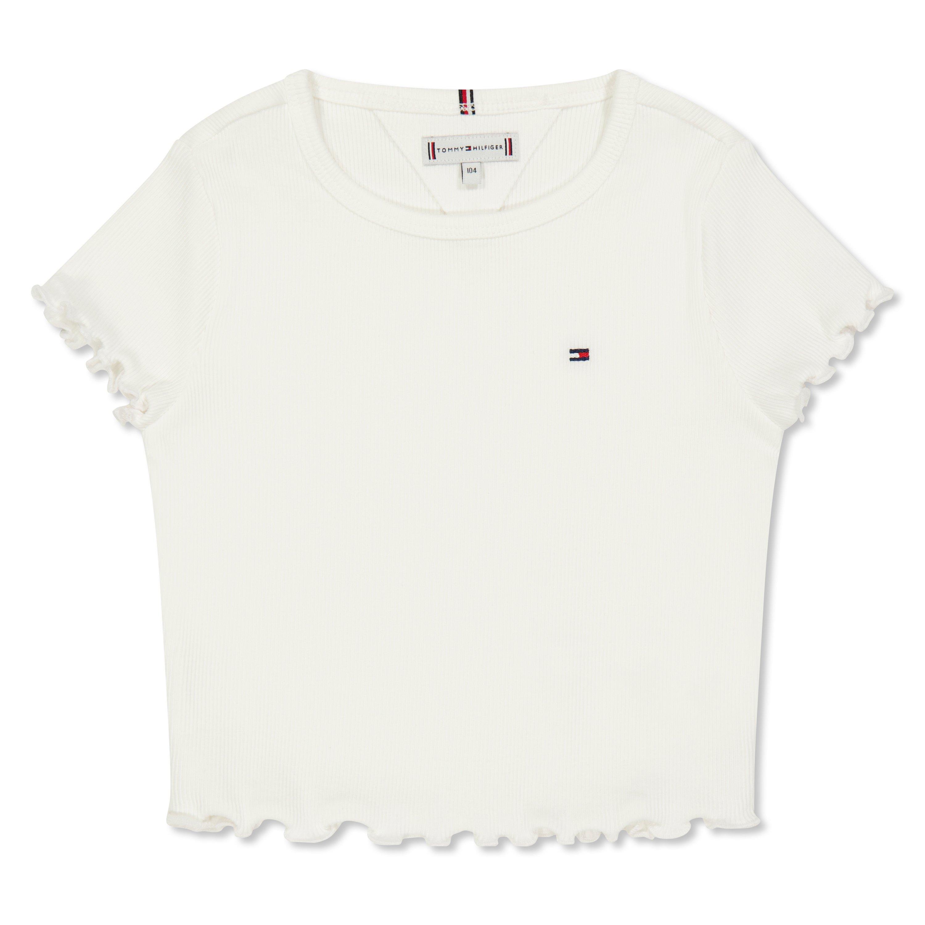 Blanco YBR - Tommy Hilfiger - Kids' Essential Rib Short Sleeve Crop Top - 1