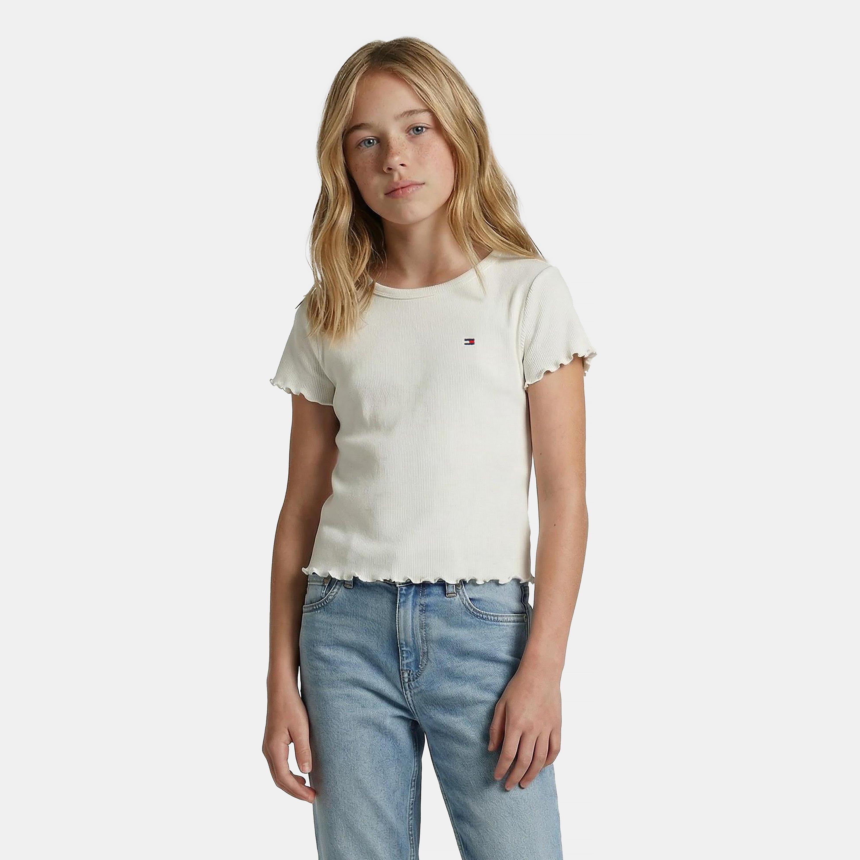 White YBR - Tommy Hilfiger - Kids' Essential Rib Short Sleeve Crop Top - 3