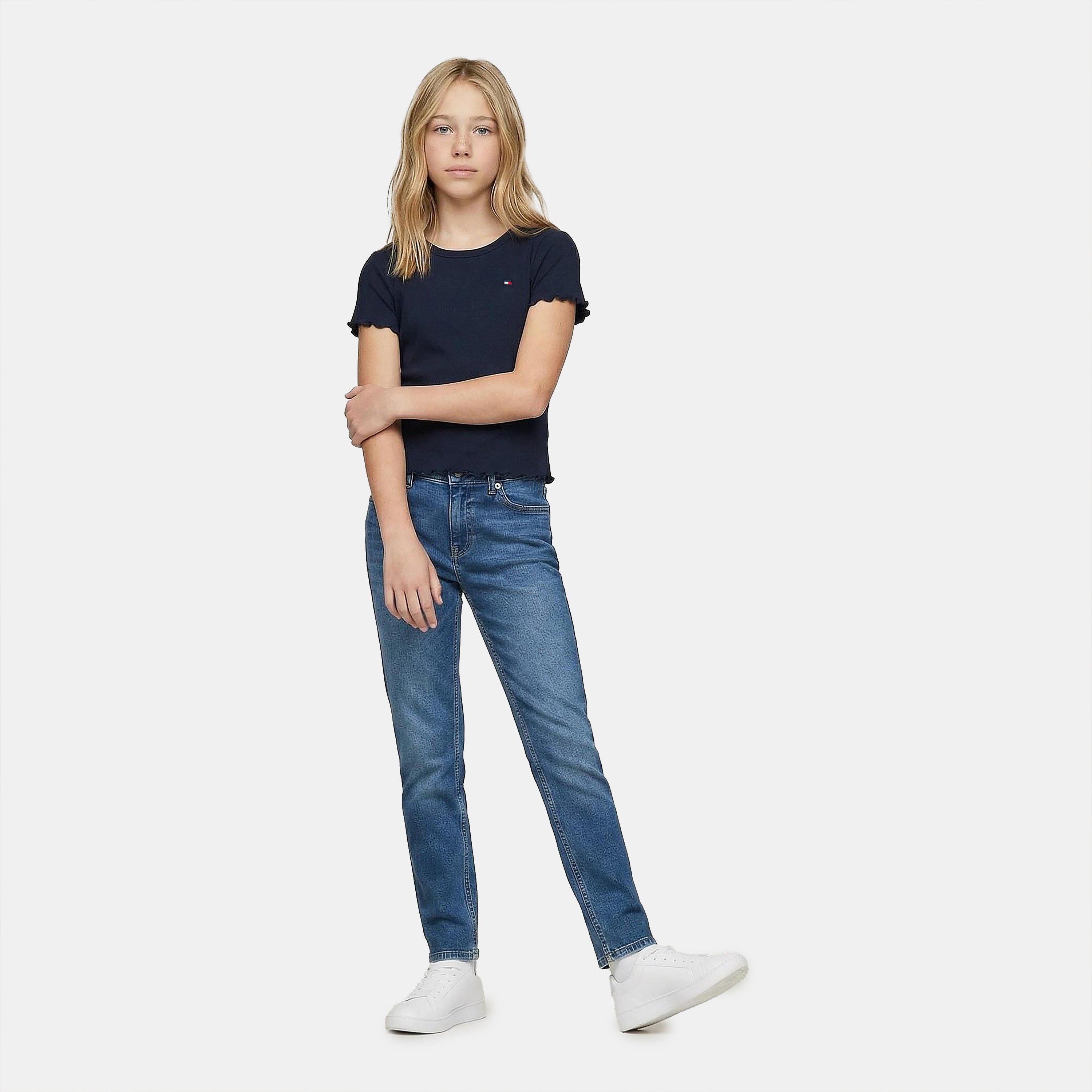 Marine de Nuit C1G - Tommy Hilfiger - Kids' Essential Rib Short Sleeve Crop Top - 5