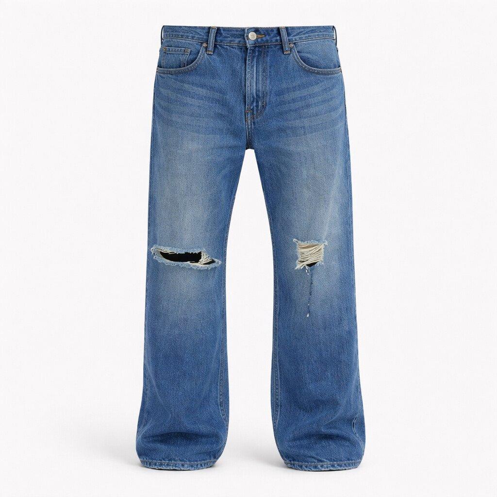 Med Blue Wash - Firetrap - Firetrap Ripped Knee Jean - 1