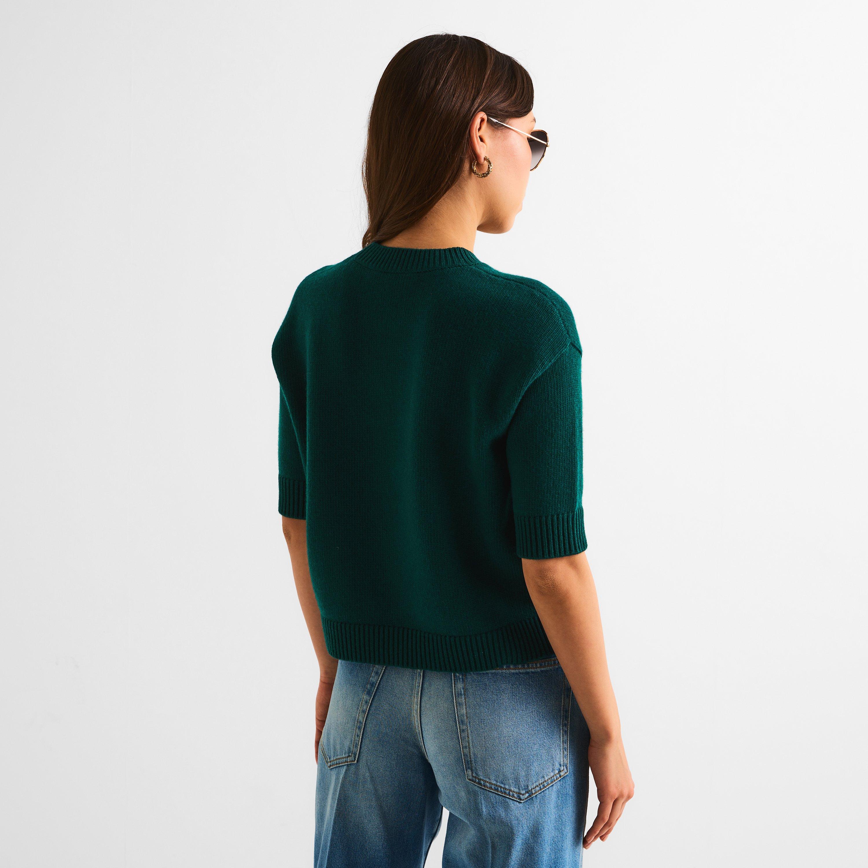 Pine Green/Blk - Gucci - Women's Knitted Crop Top - 4