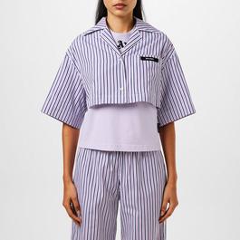 Palm Angels Striped Cropped Shirt