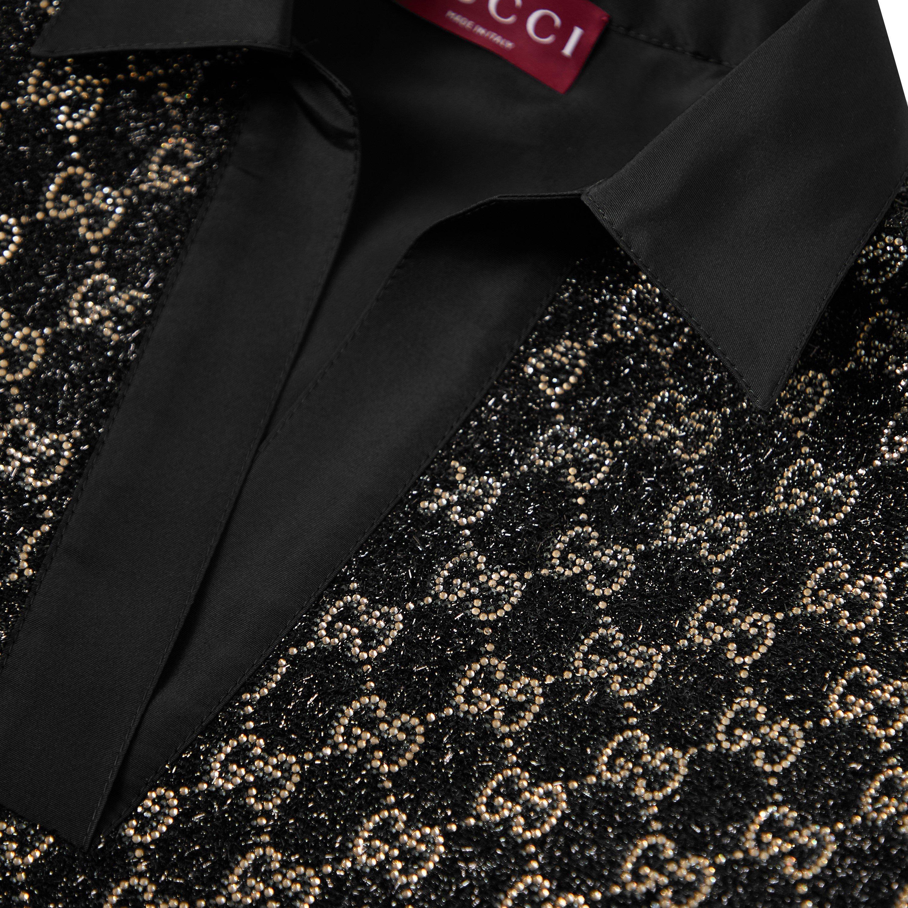 Black - Gucci - Women's Lame Cropped Crop Top - 5