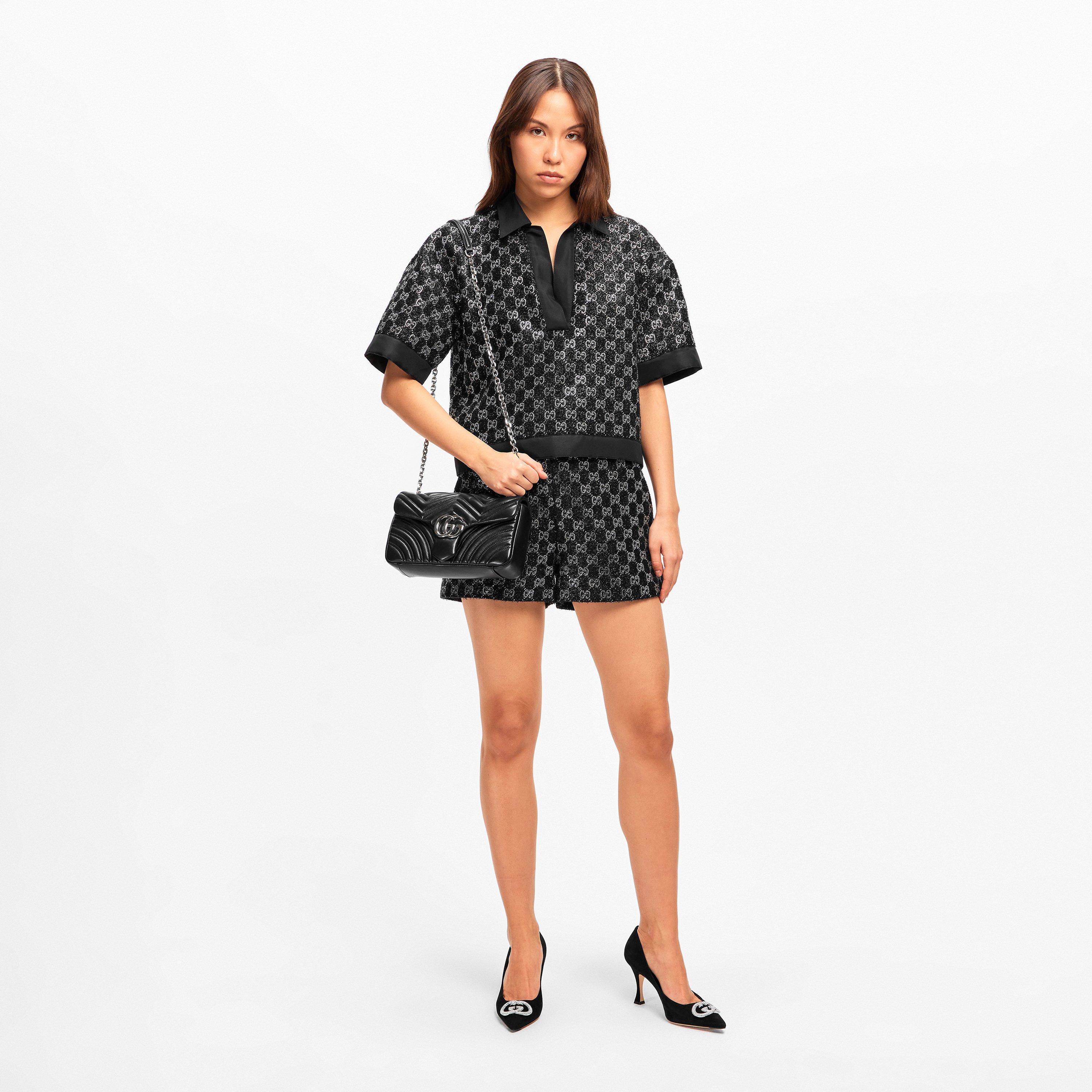 Black - Gucci - Women's Lame Cropped Crop Top - 6