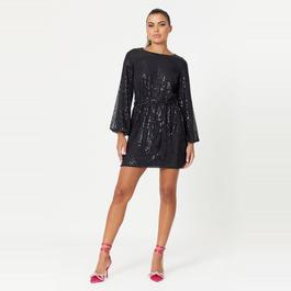 Be You Ladies Belted Sequin Dress