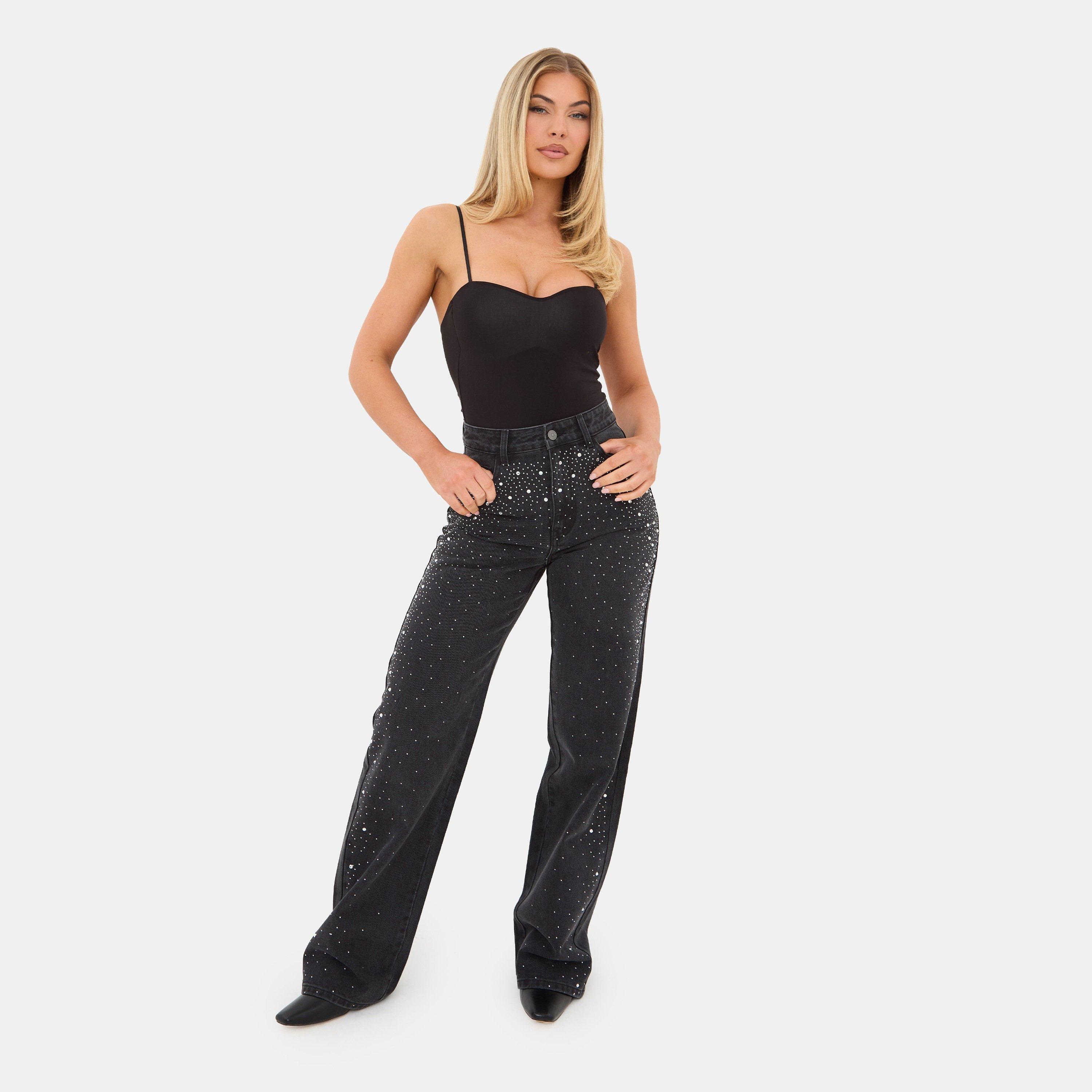 Black - I Saw It First - Rhinestone Jeans - 1