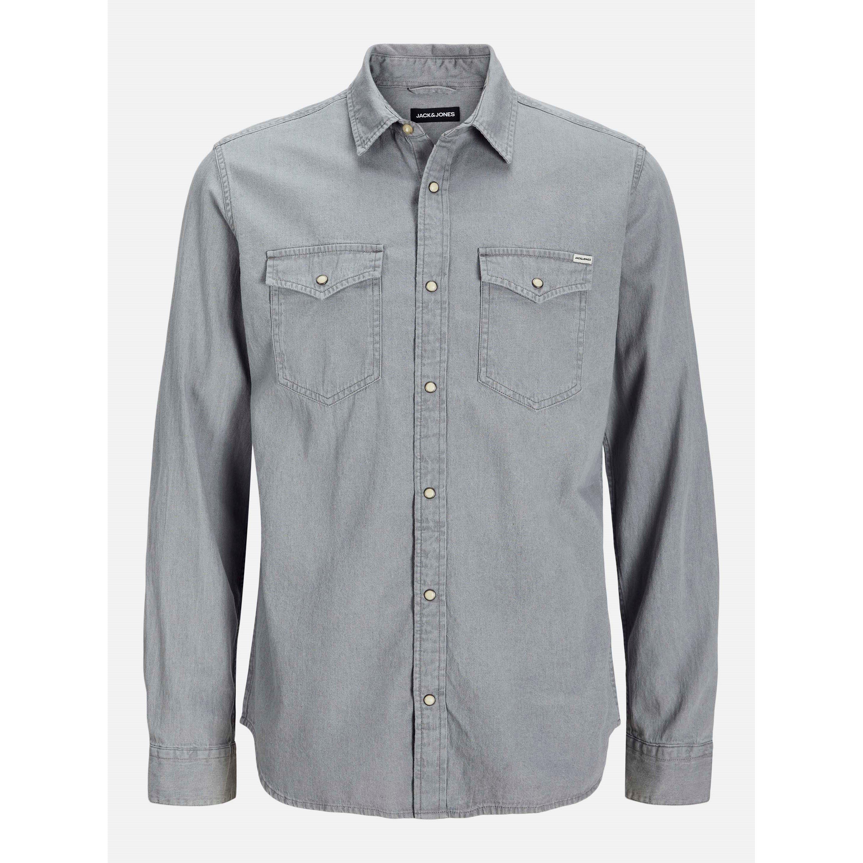 Jack And Jones Men's Sheridan Denim Shirt - Lt Grey Melange - 2XL