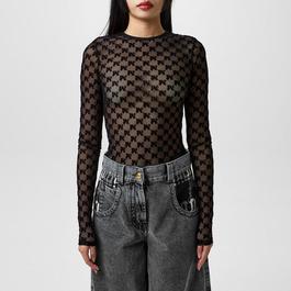 Palm Angels Monogram Tulle Top