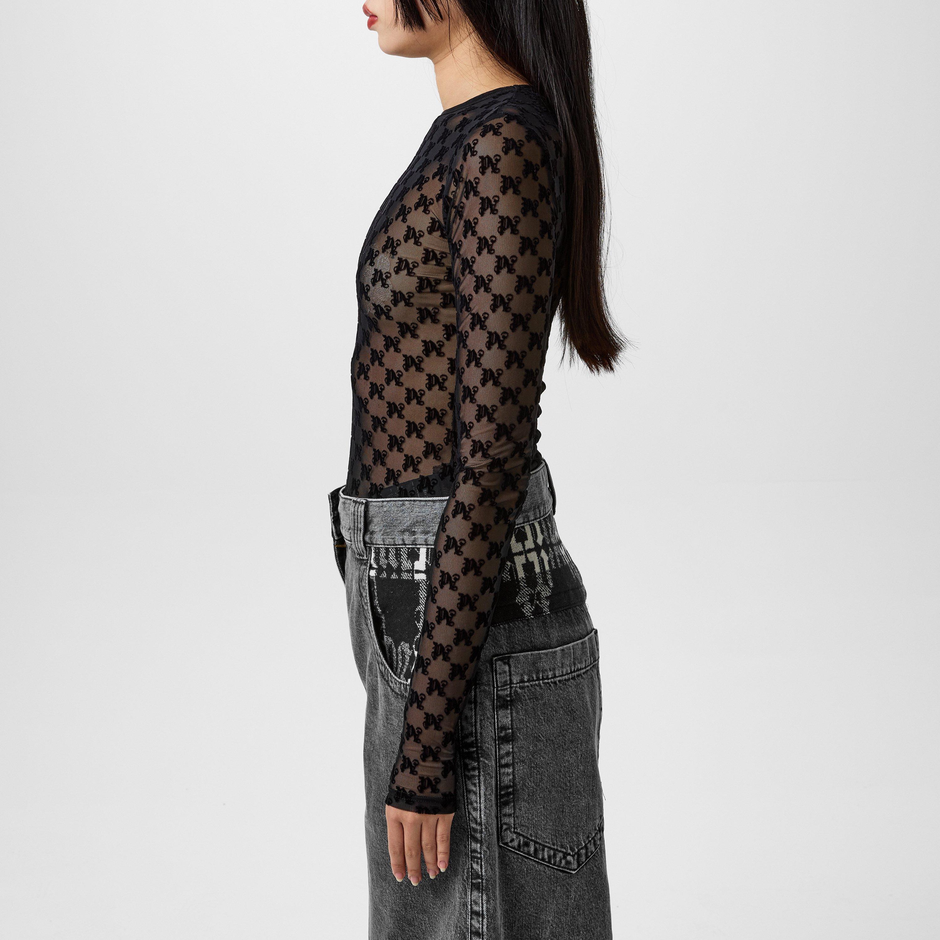 Black - Palm Angels - Monogram Tulle Top - 2