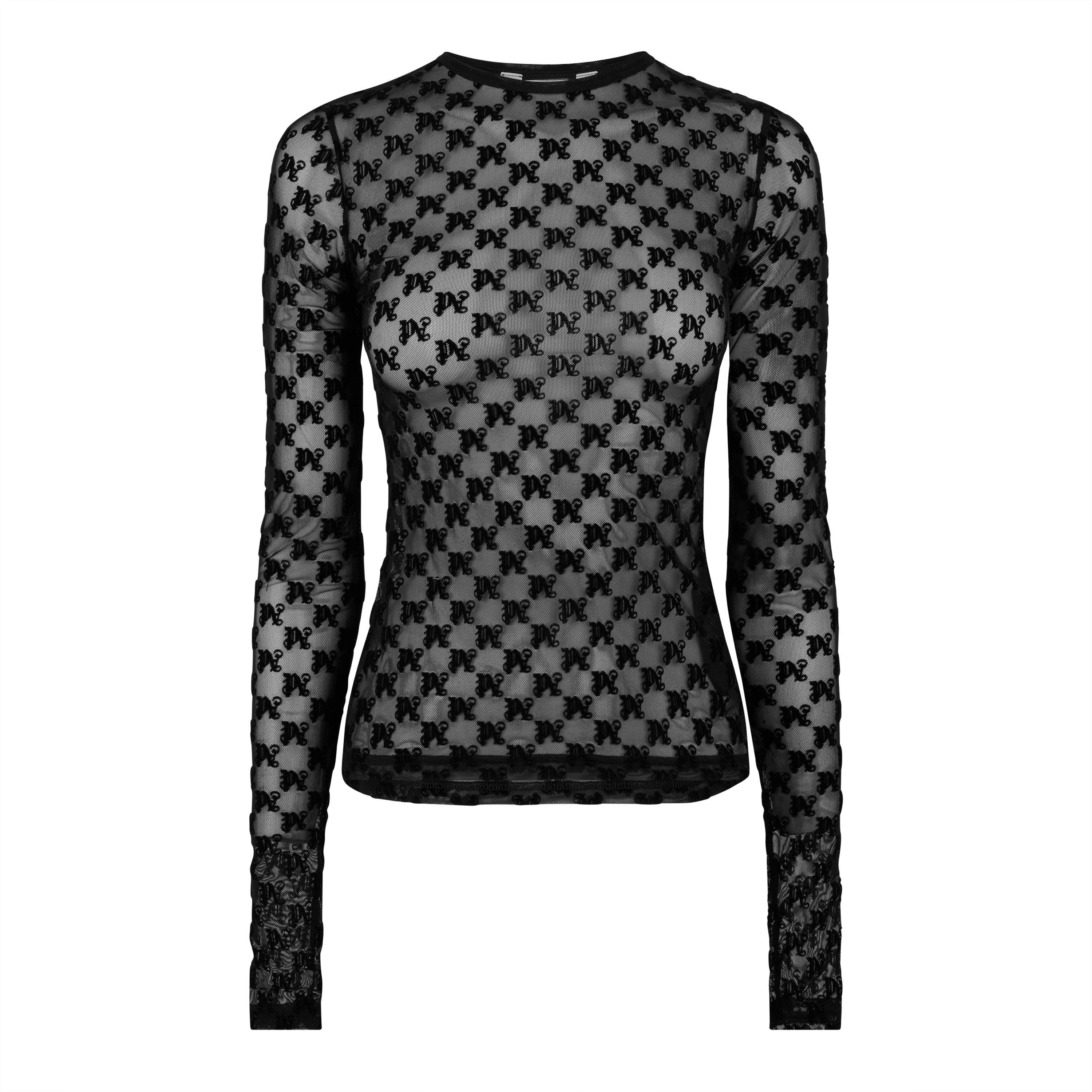 Black - Palm Angels - Monogram Tulle Top - 5