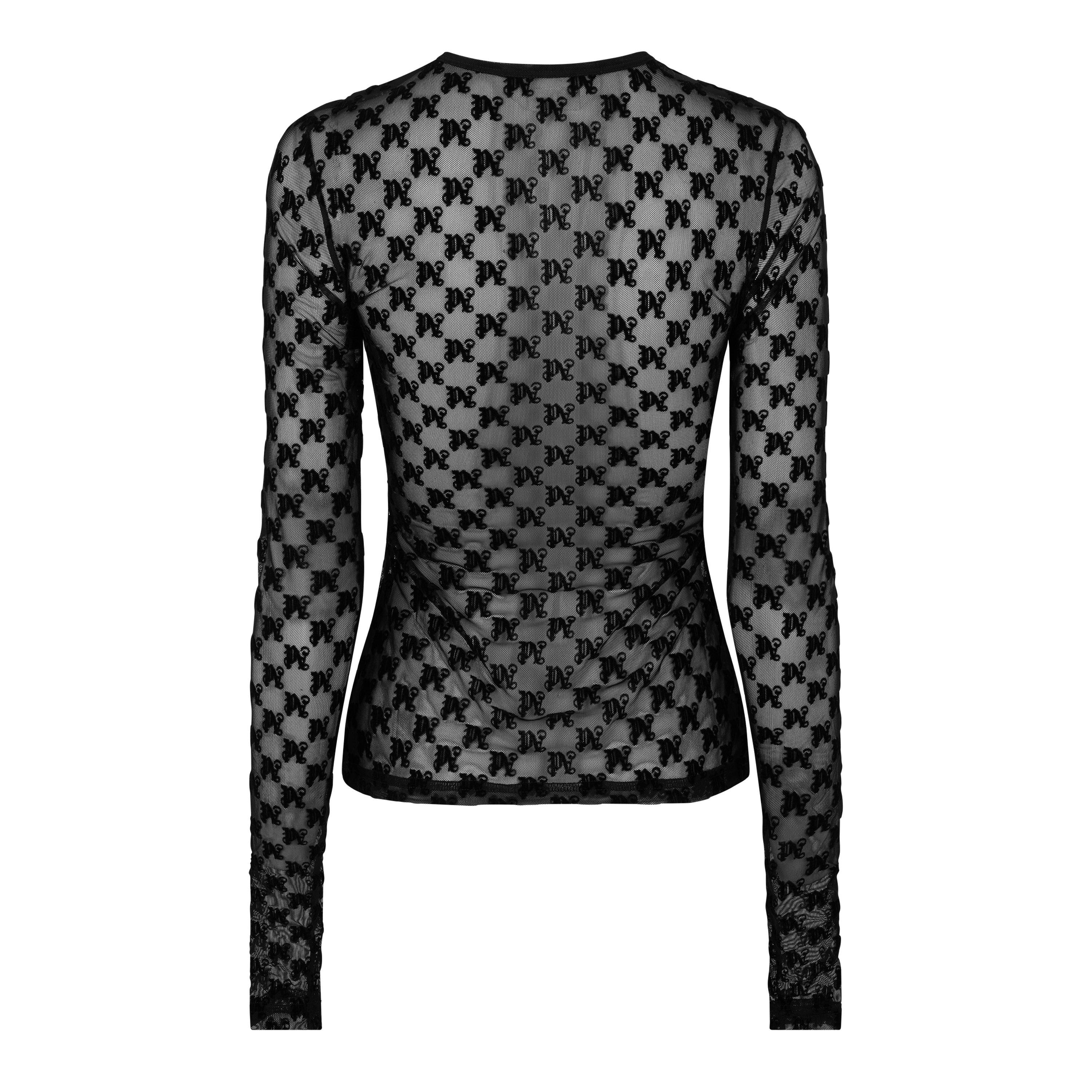 Black - Palm Angels - Monogram Tulle Top - 6
