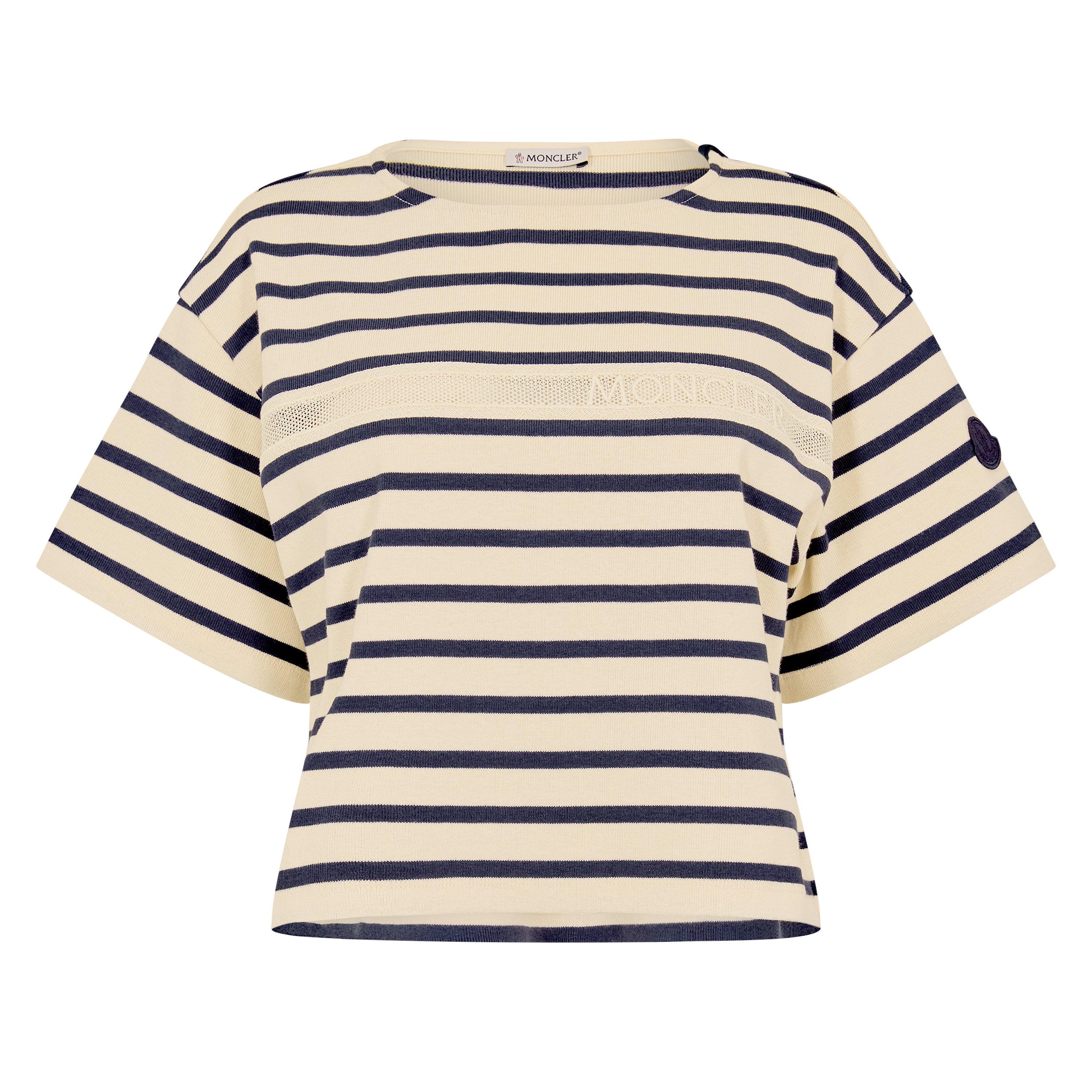 Moncler Women's White Striped Cotton Jersey T-Shirt UK Size 12 - Mytheresa - Image 2
