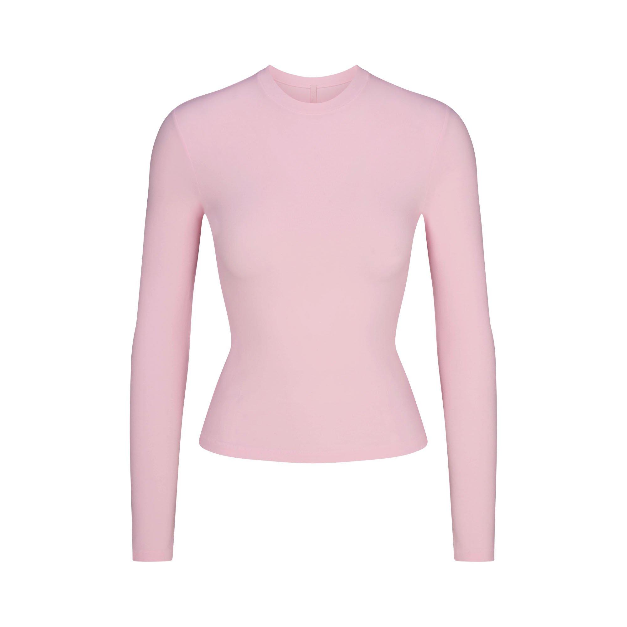 SKIMS Womens Cotton Jersey Long-Sleeve T-Shirt - CHERRY BLOSSOM - Size 14 (L)