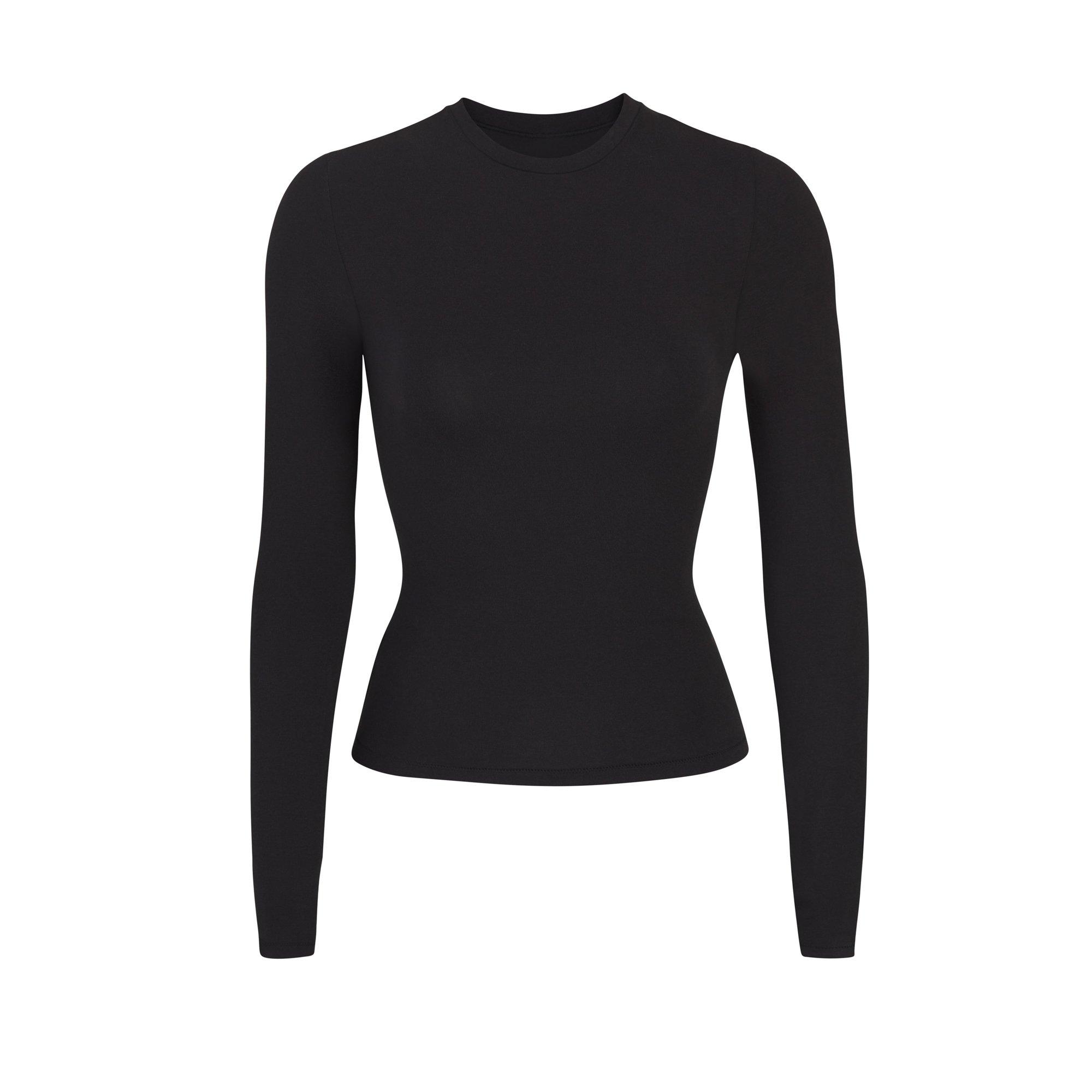 SKIMS Womens Cotton Jersey Long-Sleeve T-Shirt - Soot - Size 18 (2XL)