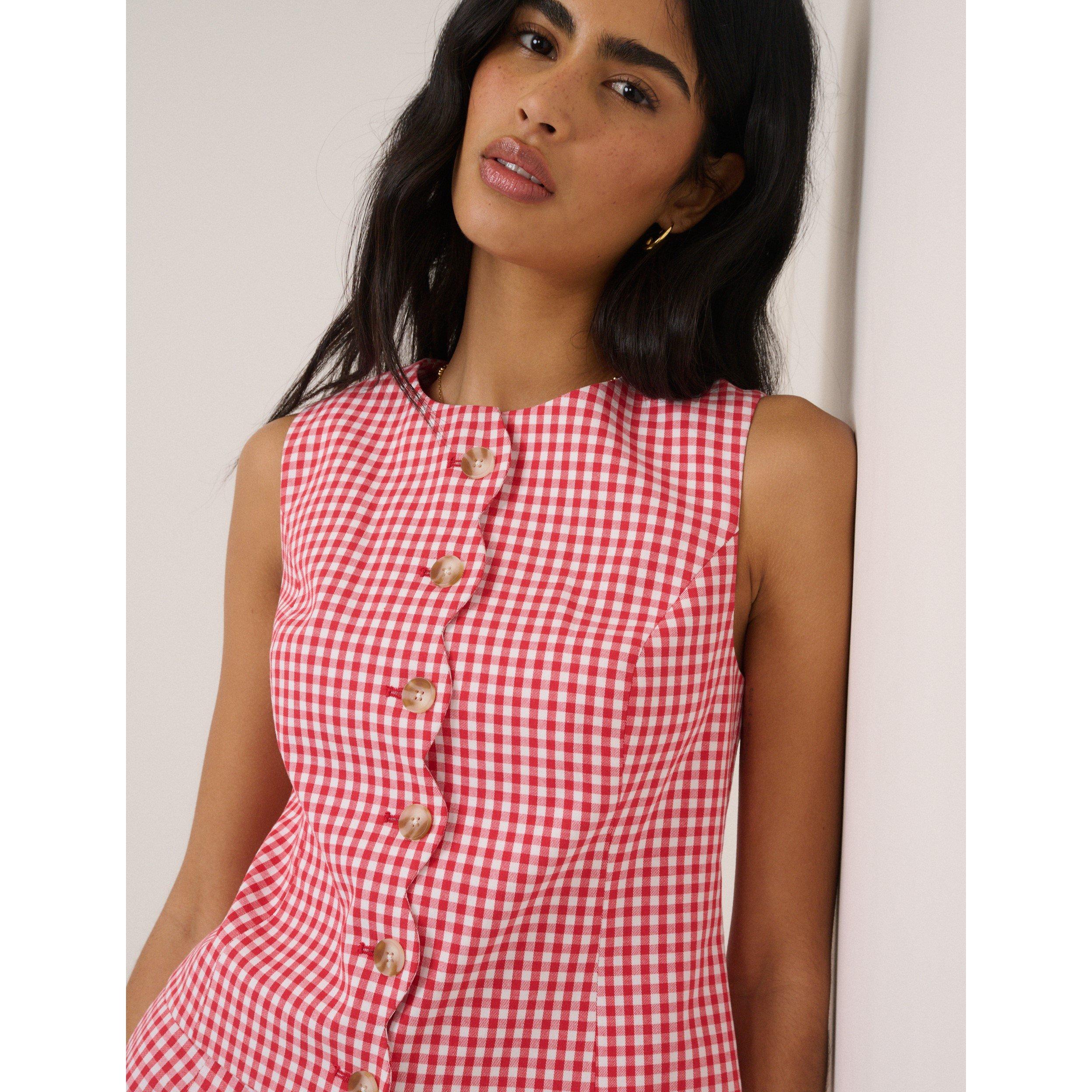 Nobodys Child Women's Gingham Waistcoat Red - 12 (M)