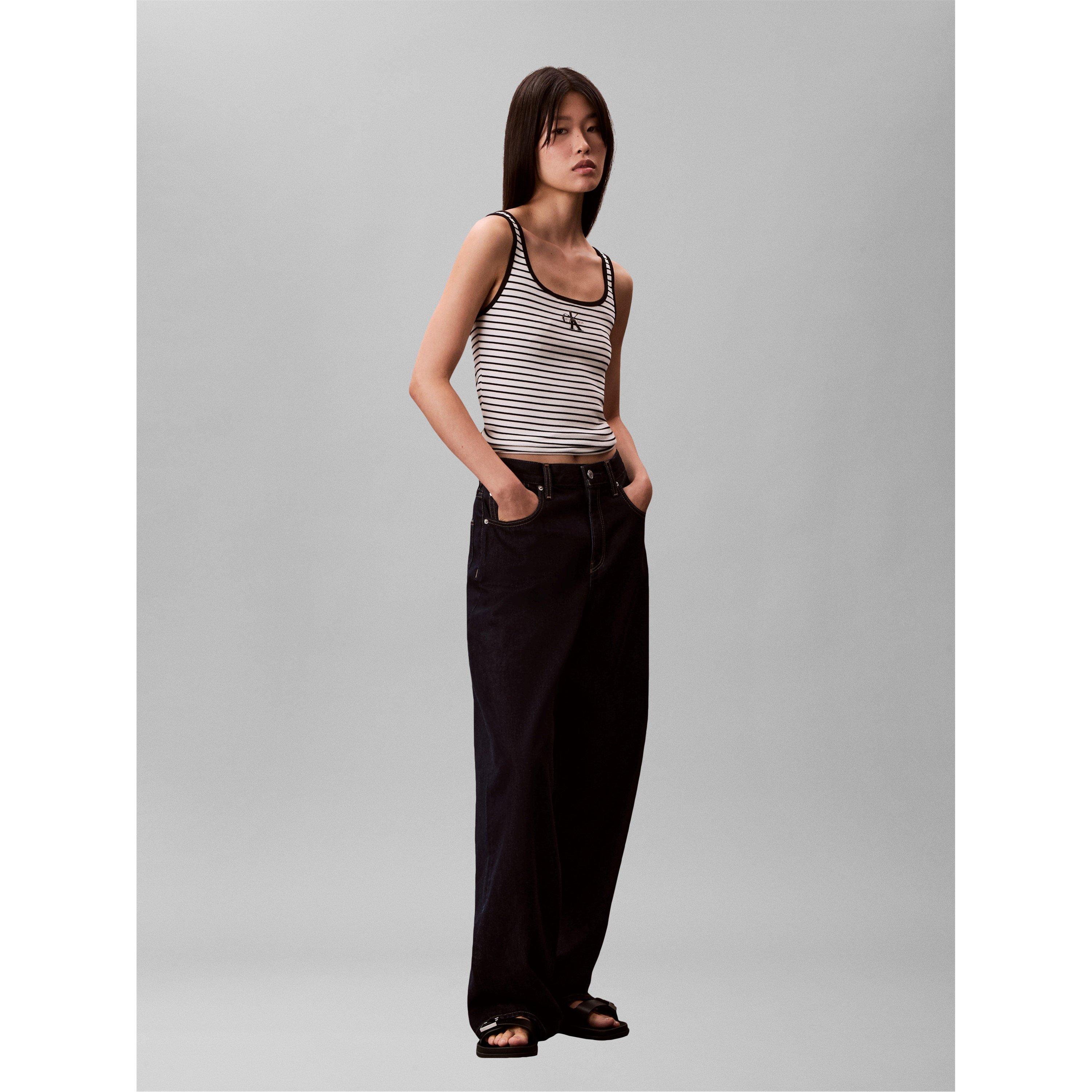 Schwarzer Streifen - Calvin Klein Jeans - CKJ Scoop Neck Tank Ld63 - 4